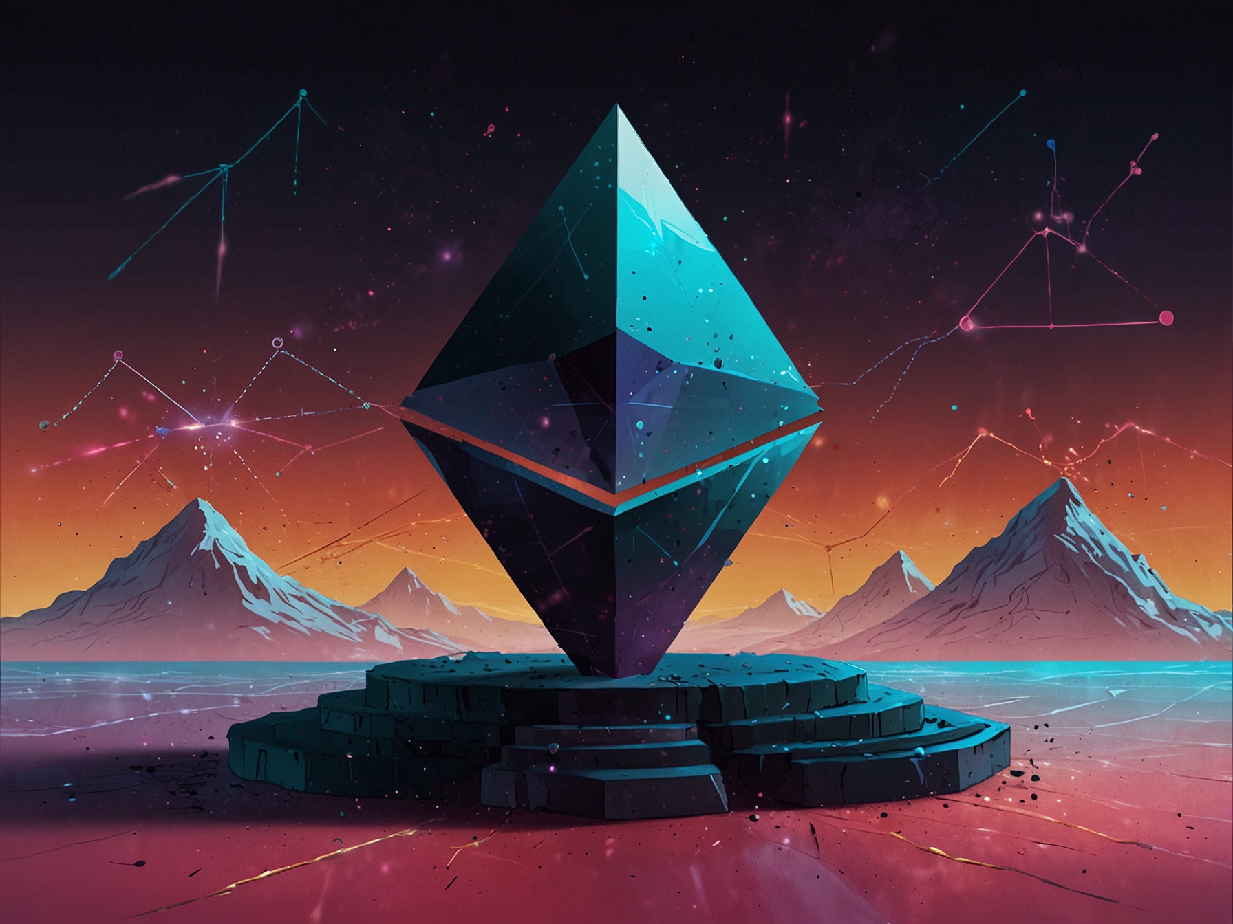 A chart depicting key predictions for Ethereum from different analysts, overlaid with images of cryptocurrency symbols and financial market icons, emphasizing the dynamic crypto landscape.