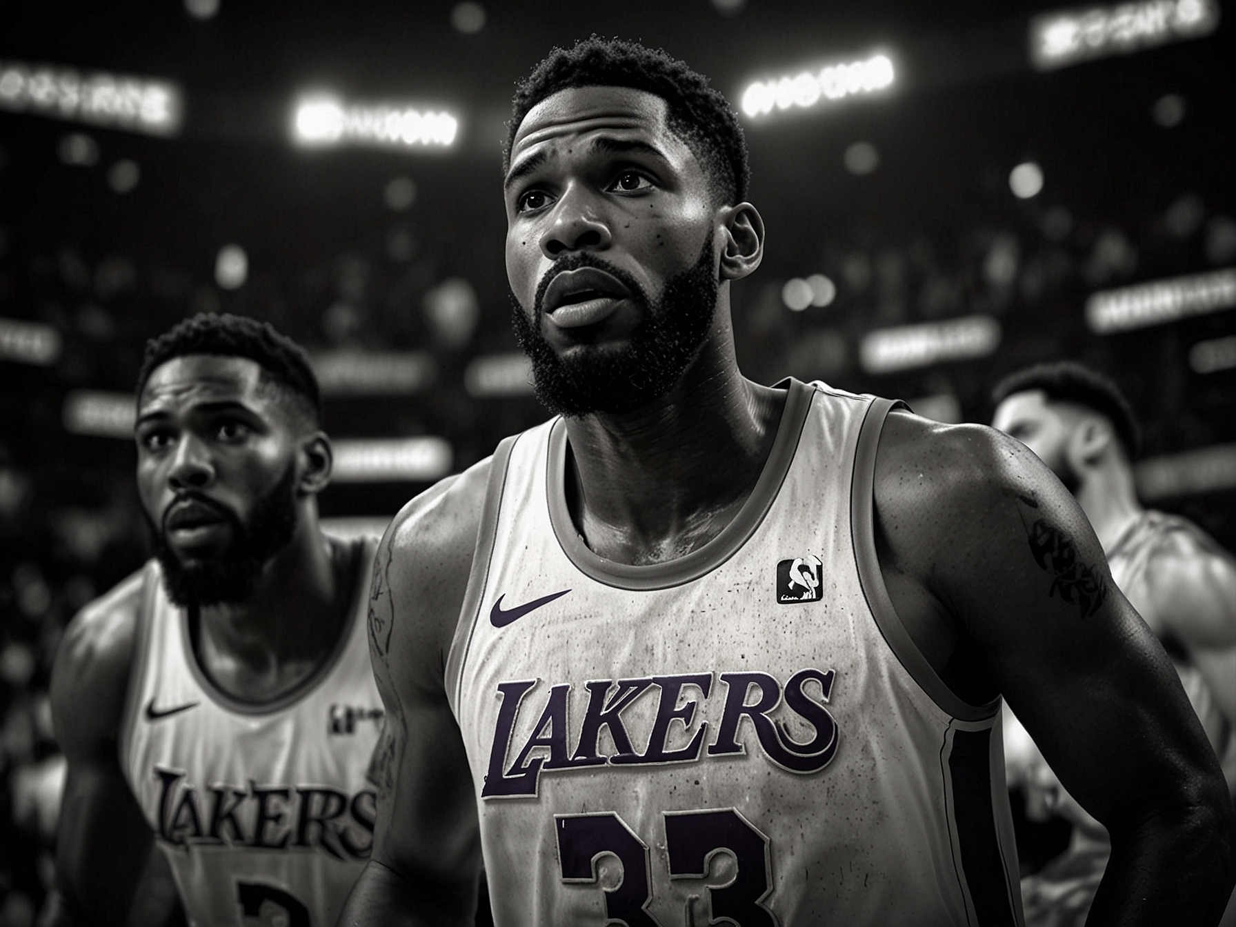 LeBron James looking frustrated on the sidelines during a game, reflecting the team's struggles and his concerns over their lack of competitive spirit.