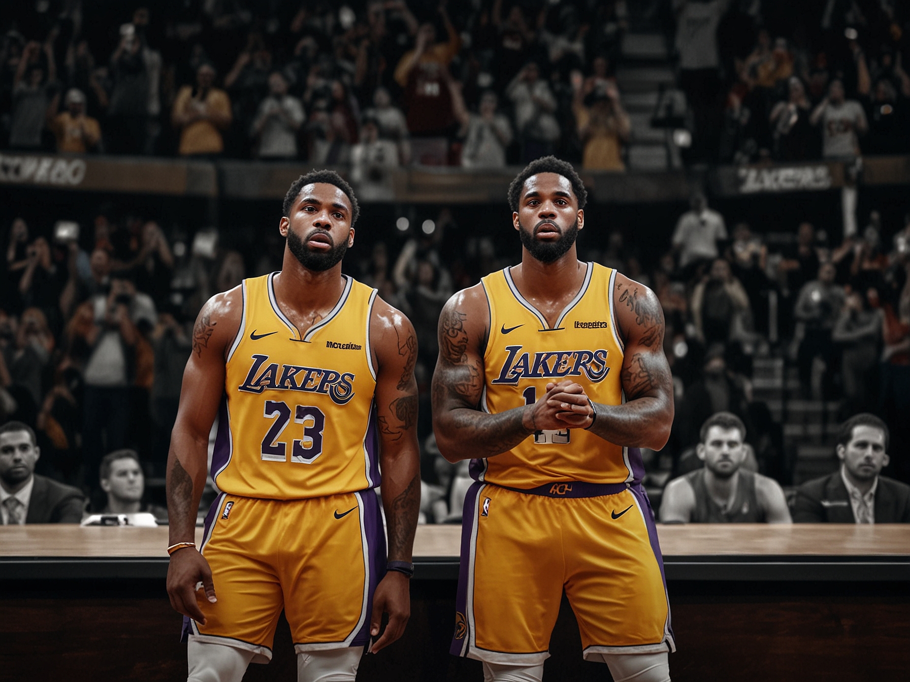 An infographic depicting the score of the game, 134-93, along with key statistics like rebounds and turnovers, highlighting the Lakers' struggles against the Heat.