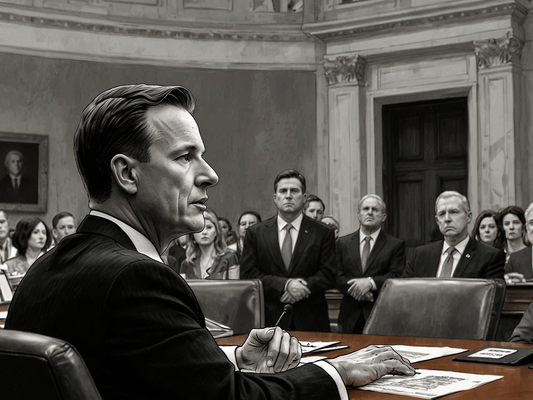 An intense exchange in the hearing room, illustrating the confrontation between lawmakers and the Secret Service, emphasizing the pressure of ensuring presidential safety amidst public scrutiny.
