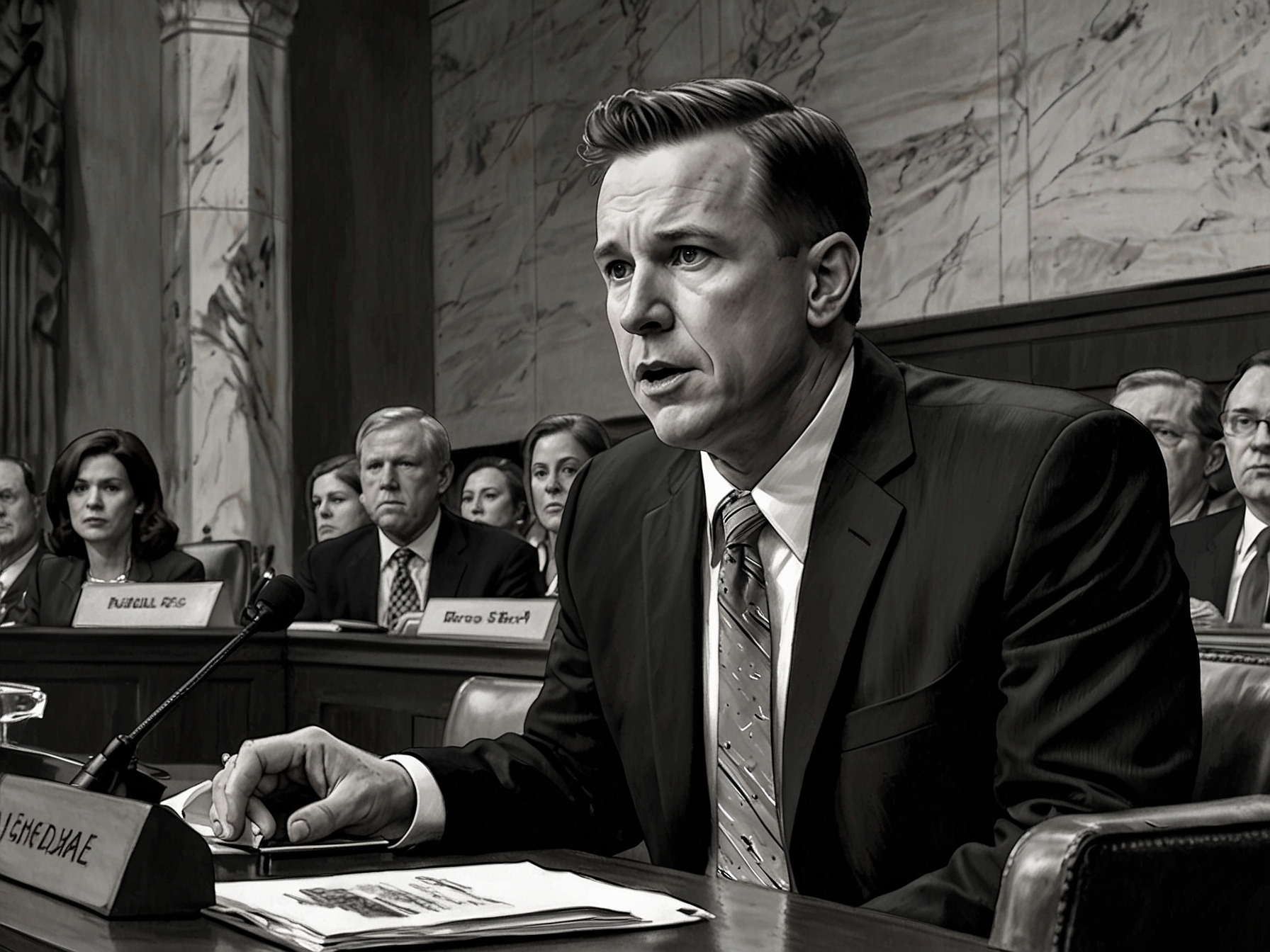 Visual representation of Congressman Fallon presenting a pivotal photo during the hearing, symbolizing the tensions over security accountability and the challenges within the Secret Service.
