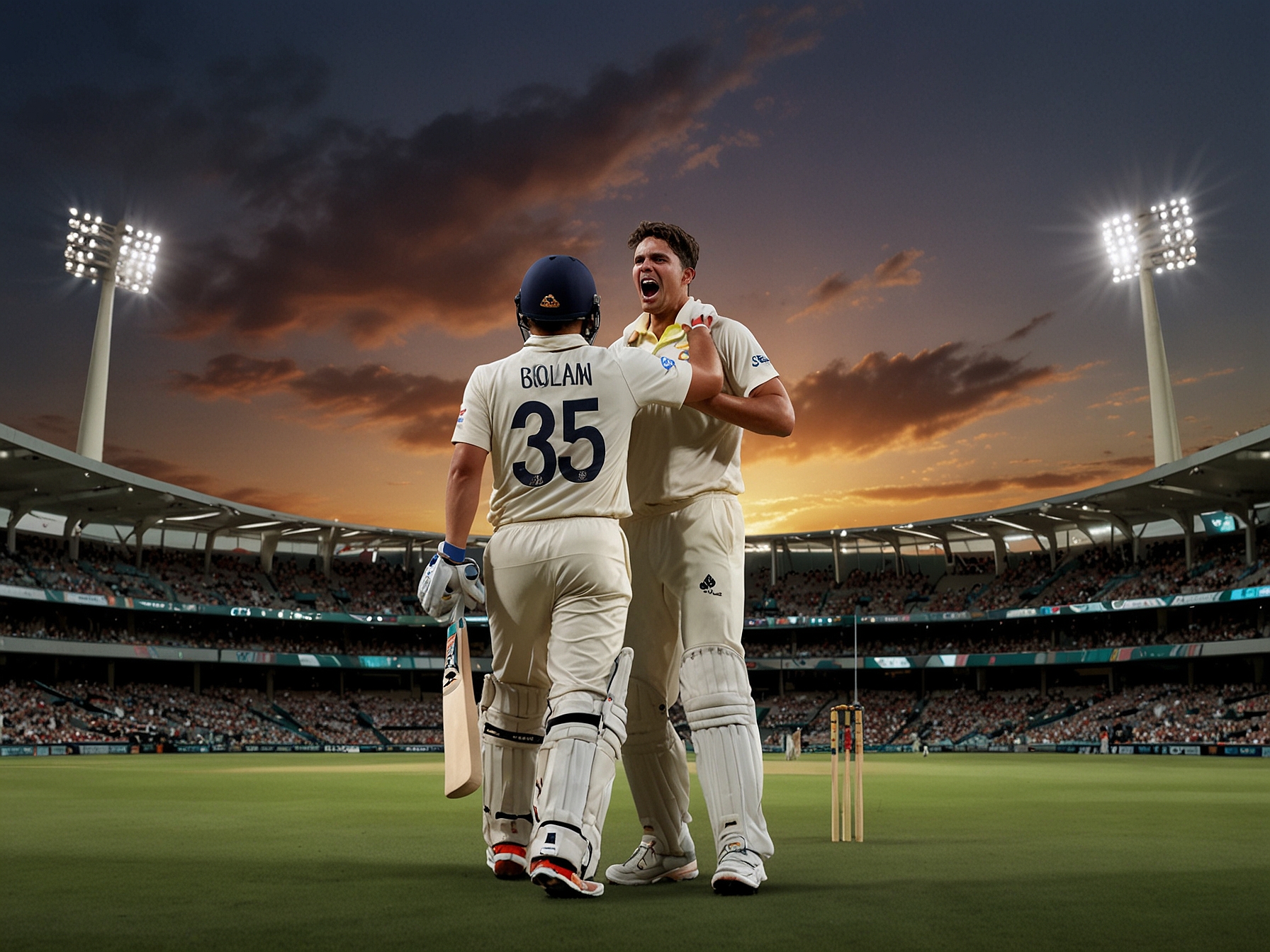 A split image showing Scott Boland delivering a pitch against a focused Shubman Gill, capturing the tension and rivalry built over their encounters on the cricket field during a Test match.