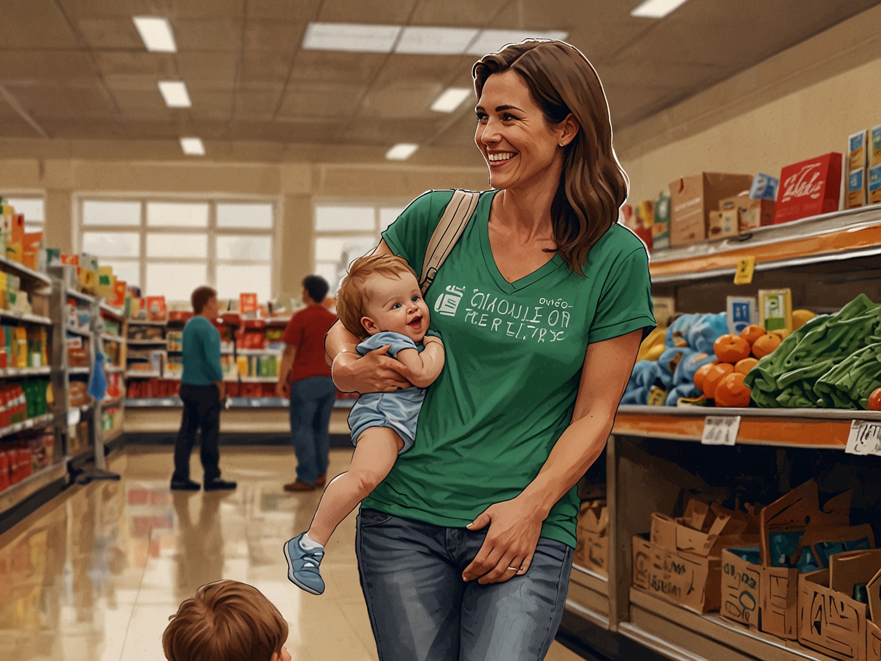 A screenshot of the viral TikTok video showing James in a grocery cart covering his face, capturing the moment that sparked public debate about parenting.