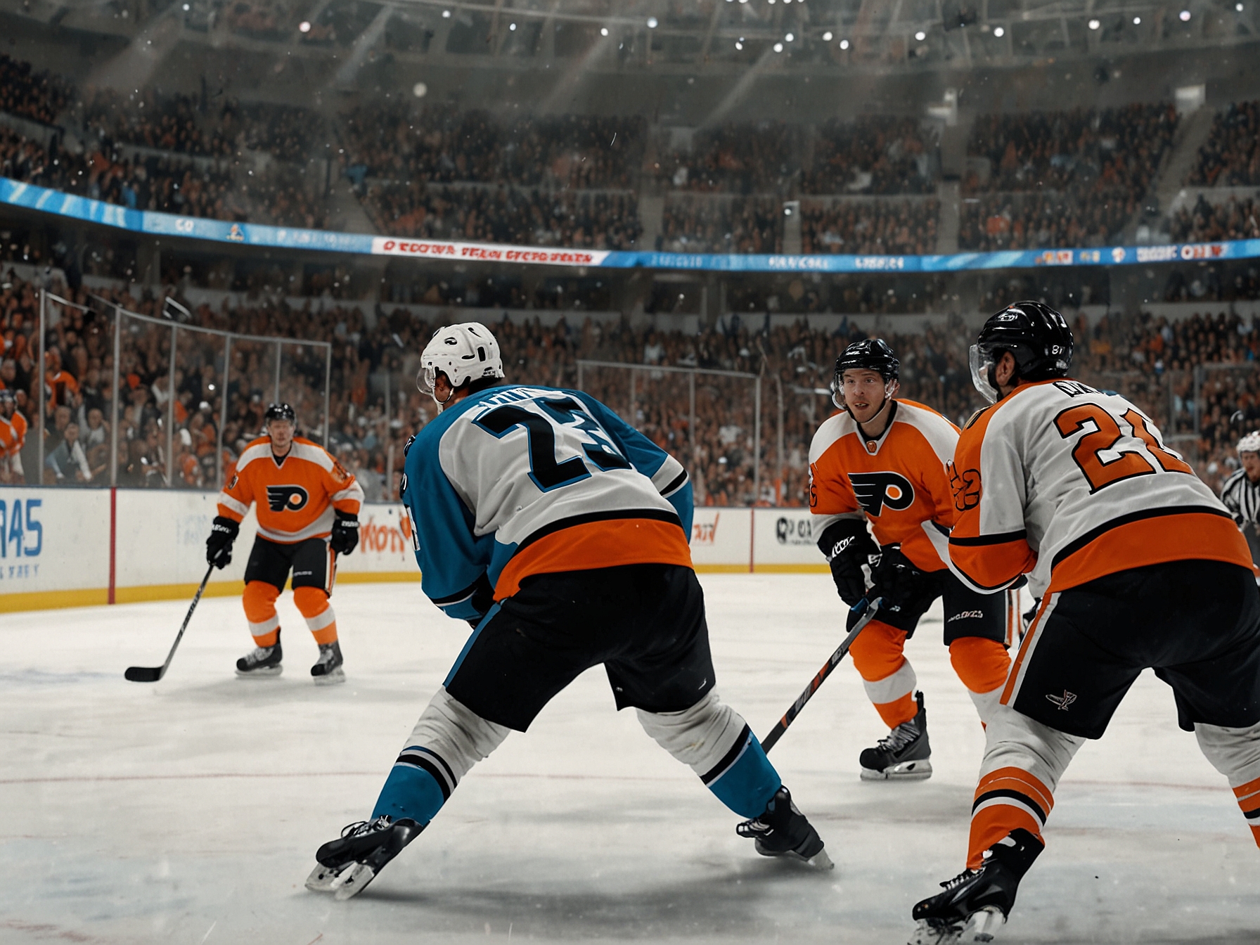 A close-up shot of the Flyers' goaltender Ivan Fedotov reacting after conceding a goal, showcasing the tension and emotional stakes of the intense game against the Panthers.