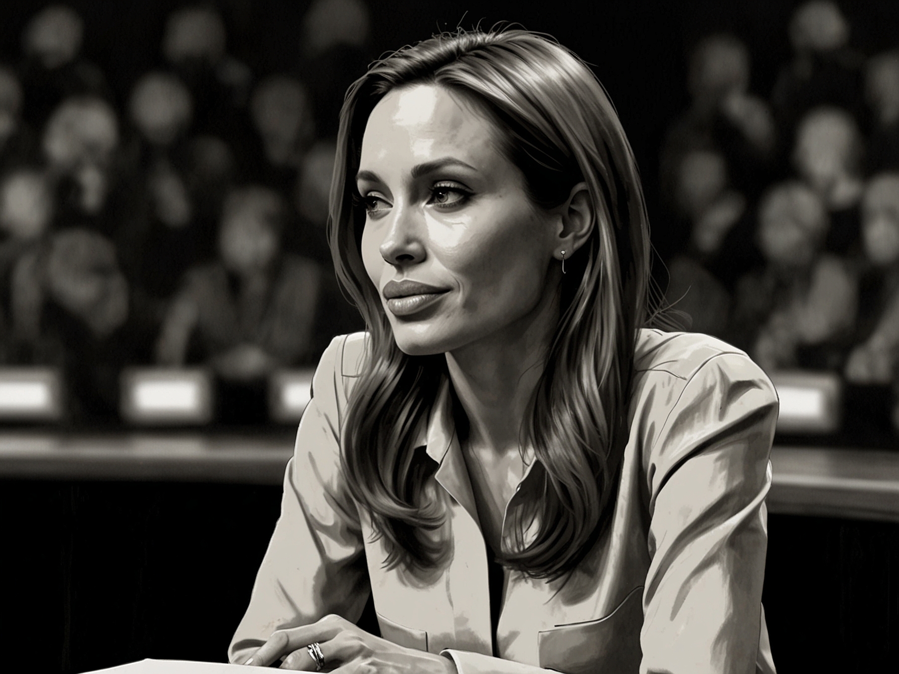 A close-up of Angelina Jolie surrounded by her children on a film set, showcasing her role as a mother while navigating the complexities of both family life and Hollywood pursuits.