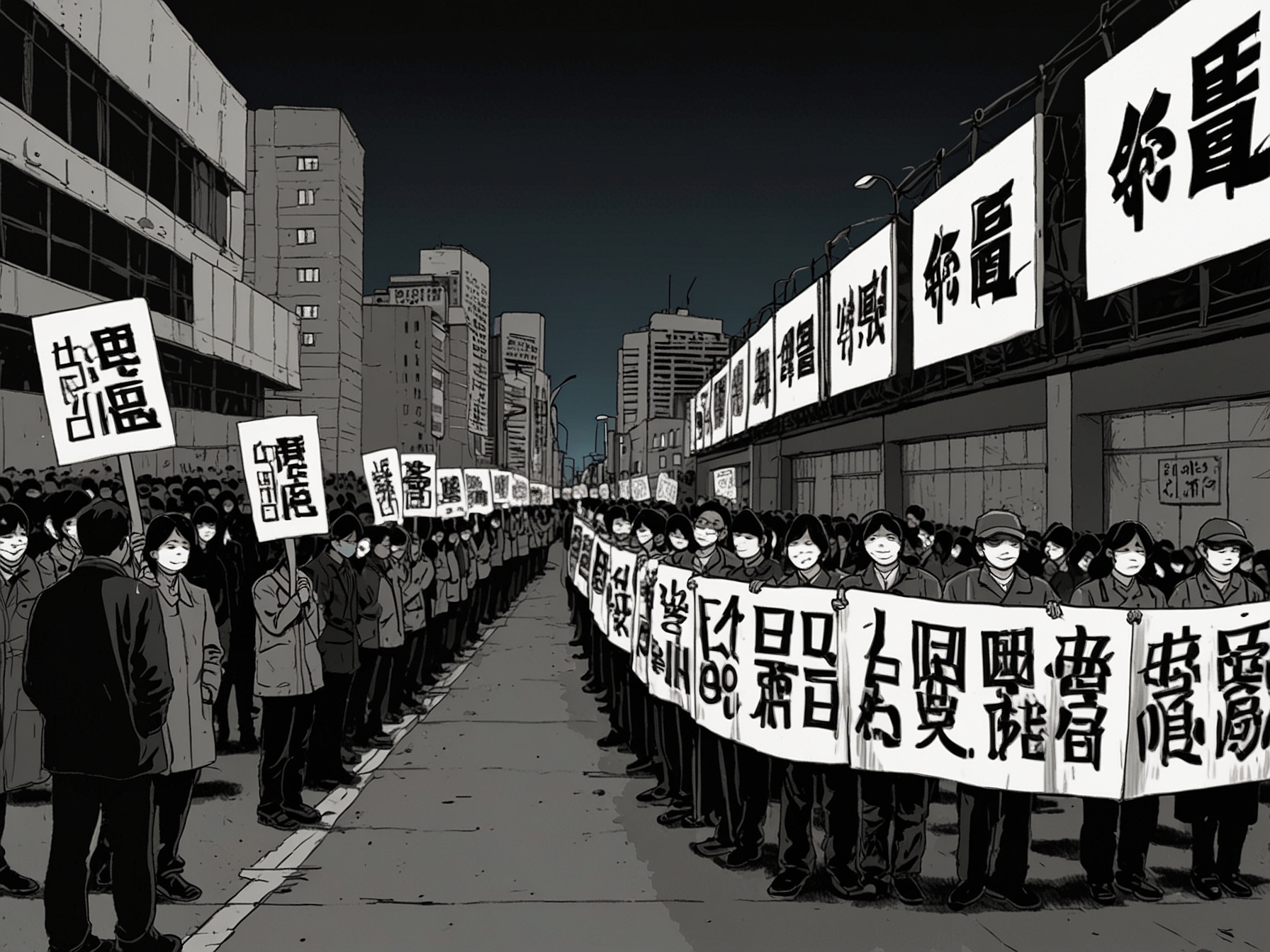 President Yoon Suk Yeol delivers a solemn televised address, expressing regret for his actions in trying to impose martial law, with anxious citizens watching, illustrating the immediate impact of his decision.