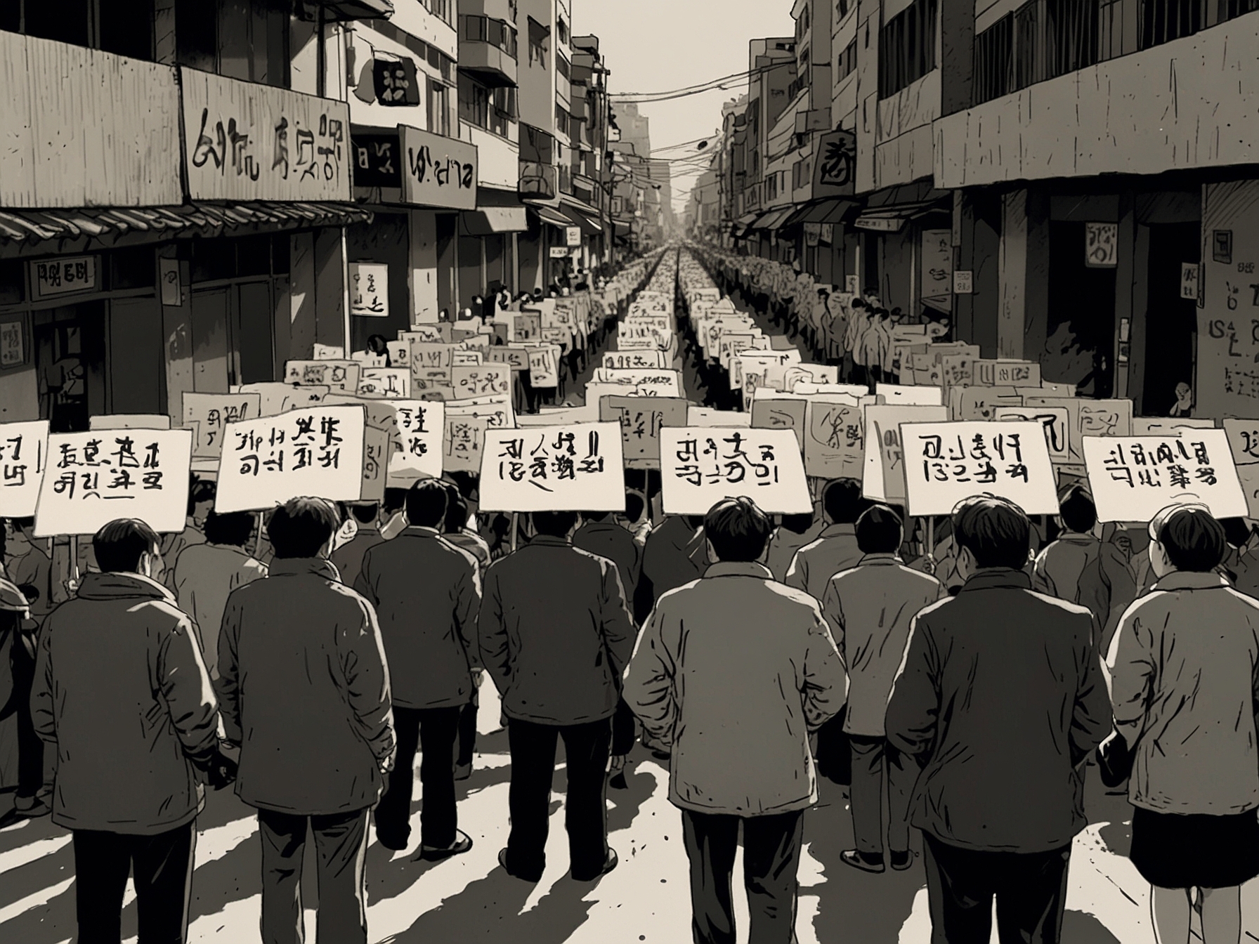 A divided parliament in South Korea, with lawmakers in heated discussion, reflecting the chaos and urgency surrounding the impeachment vote against President Yoon Suk Yeol after his controversial martial law declaration.