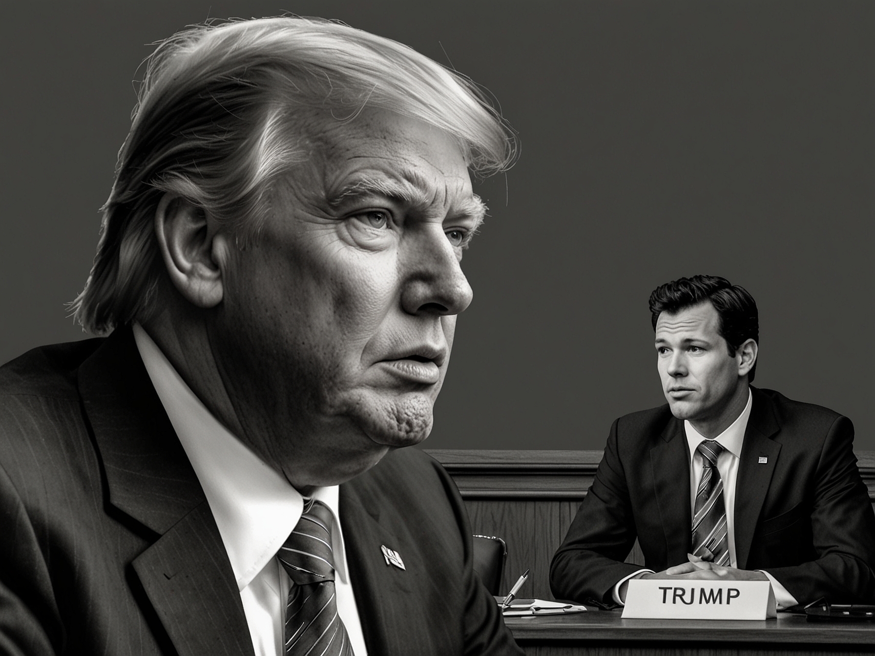 A split image of Trump expressing support and Hegseth speaking with senators, symbolizing the tension surrounding Hegseth's nomination and the contrasting opinions.
