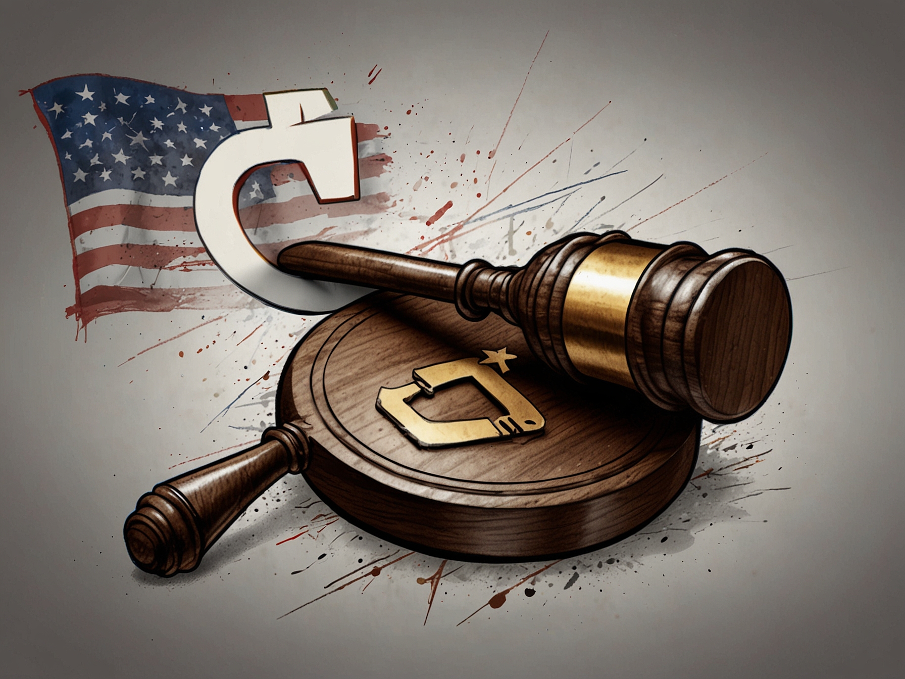 A split image showing the TikTok logo on one side and a gavel representing the law on the other, symbolizing the legal battle over the app's future in the US.