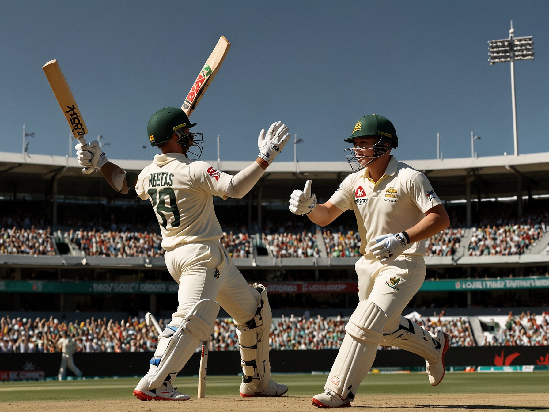 Close-up of Mitchell Marsh looking frustrated after a contentious LBW decision, with umpires in the background and the spectators displaying mixed reactions, highlighting the drama of Test cricket.