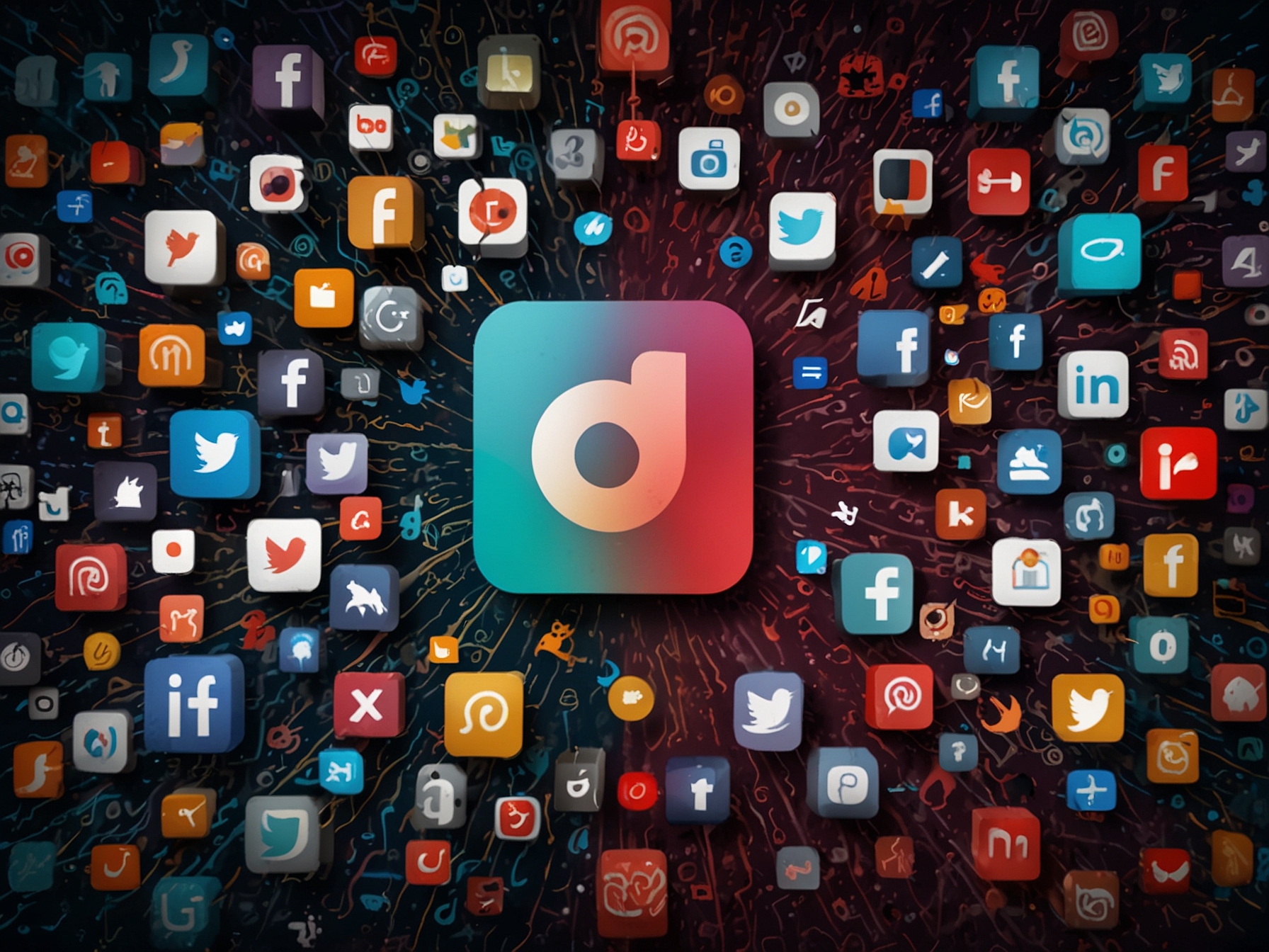 An illustration depicting a chaotic scene of social media icons, with TikTok's logo fading and Reels and YouTube Shorts logos emerging, signifying a shift in digital content creation.