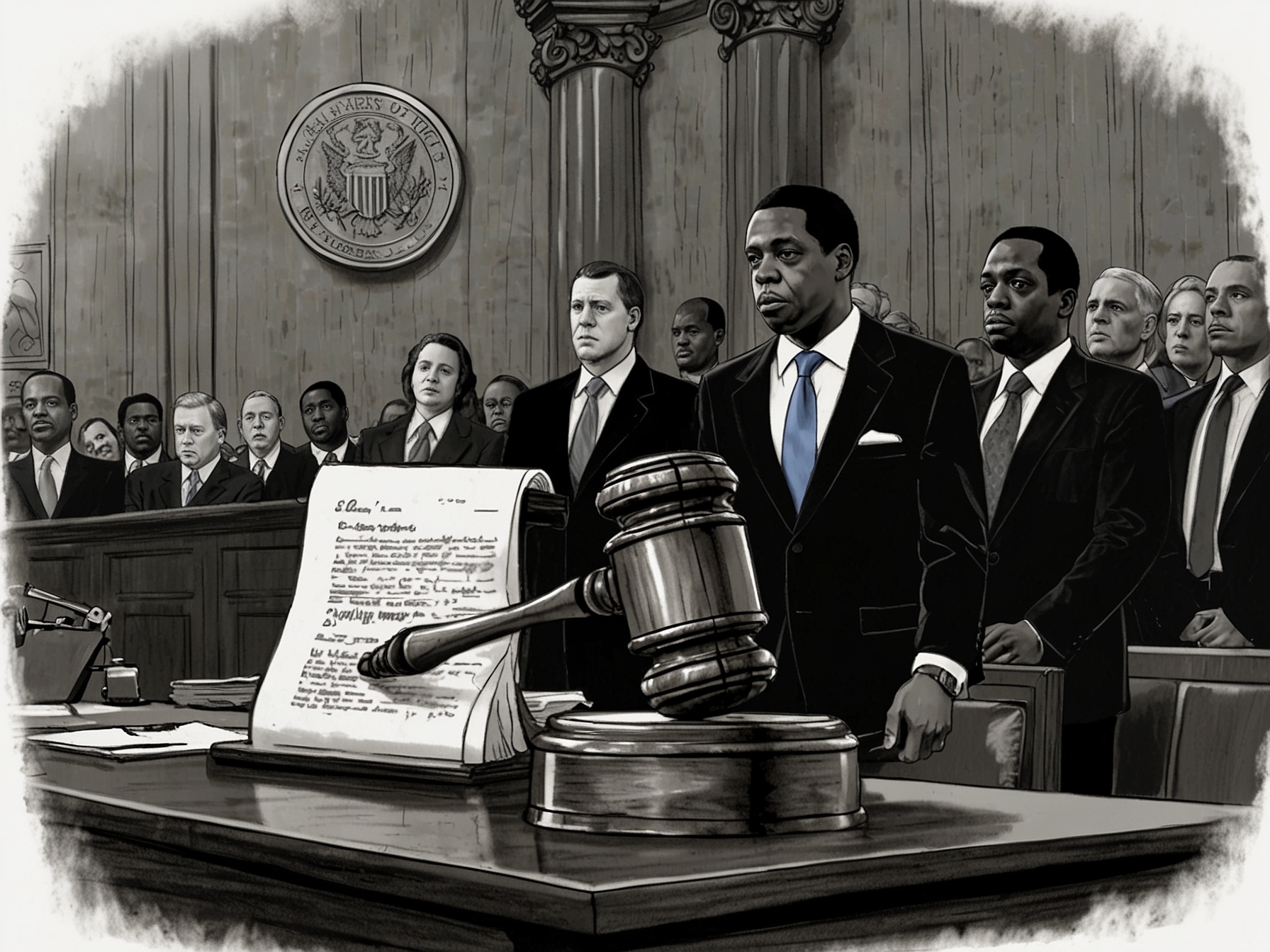 A close-up of a newspaper headline reporting on the allegations against Jay-Z and Diddy, capturing public interest and concern surrounding the case.