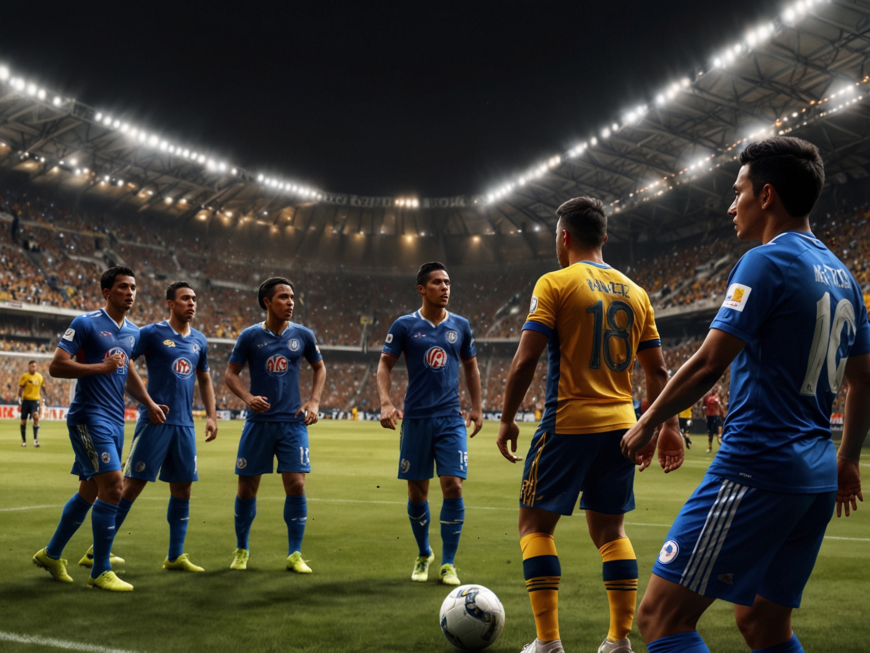 A scoreboard displaying a 0-0 tie, encapsulating the possible outcome of the match, with players anxiously gazing toward the goal, highlighting the pressure to score.