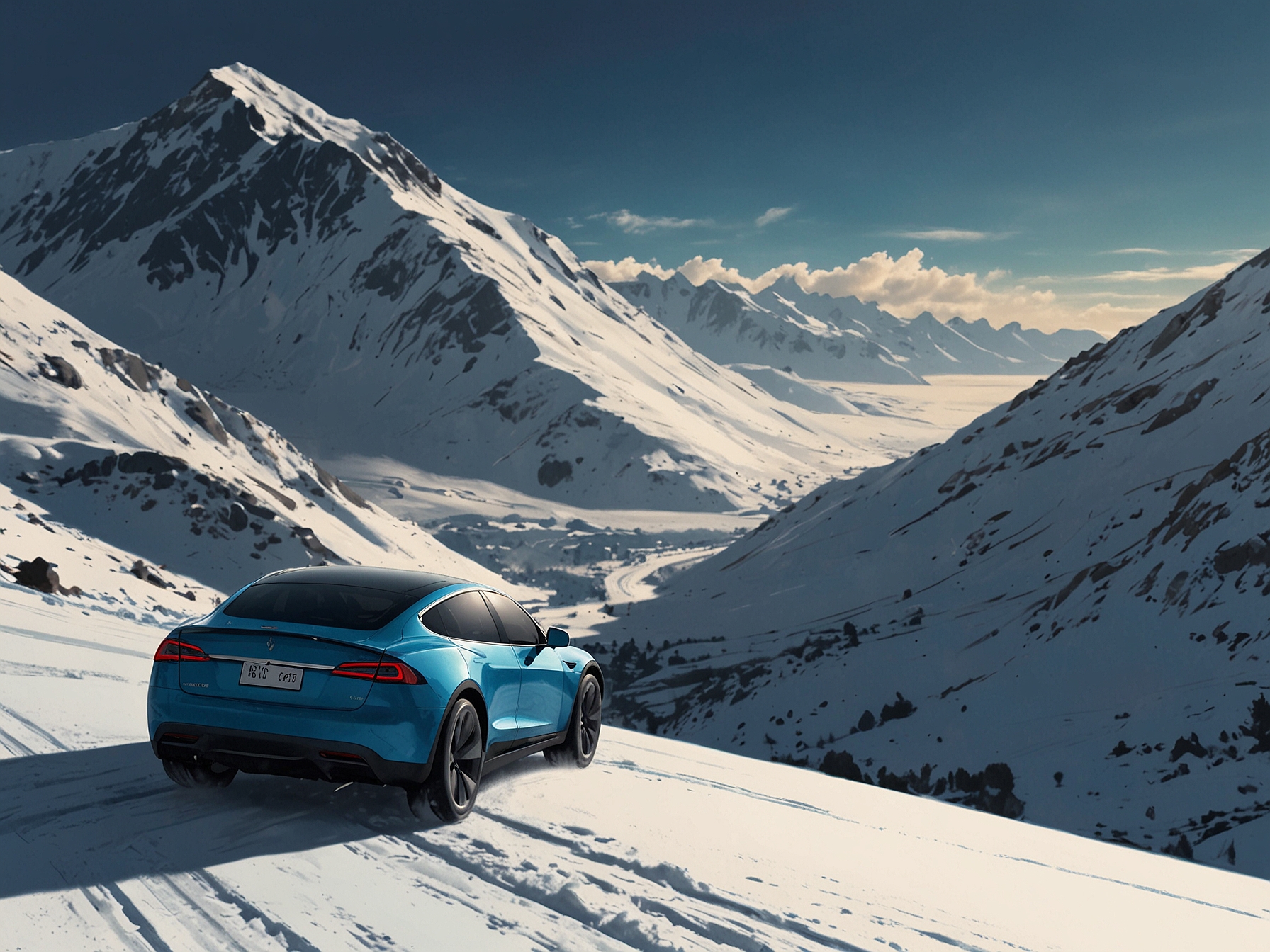 A close-up shot of the CyberTrax's rugged tires and high-clearance suspension, showcasing its engineering designed for tackling challenging terrains during winter sports adventures.