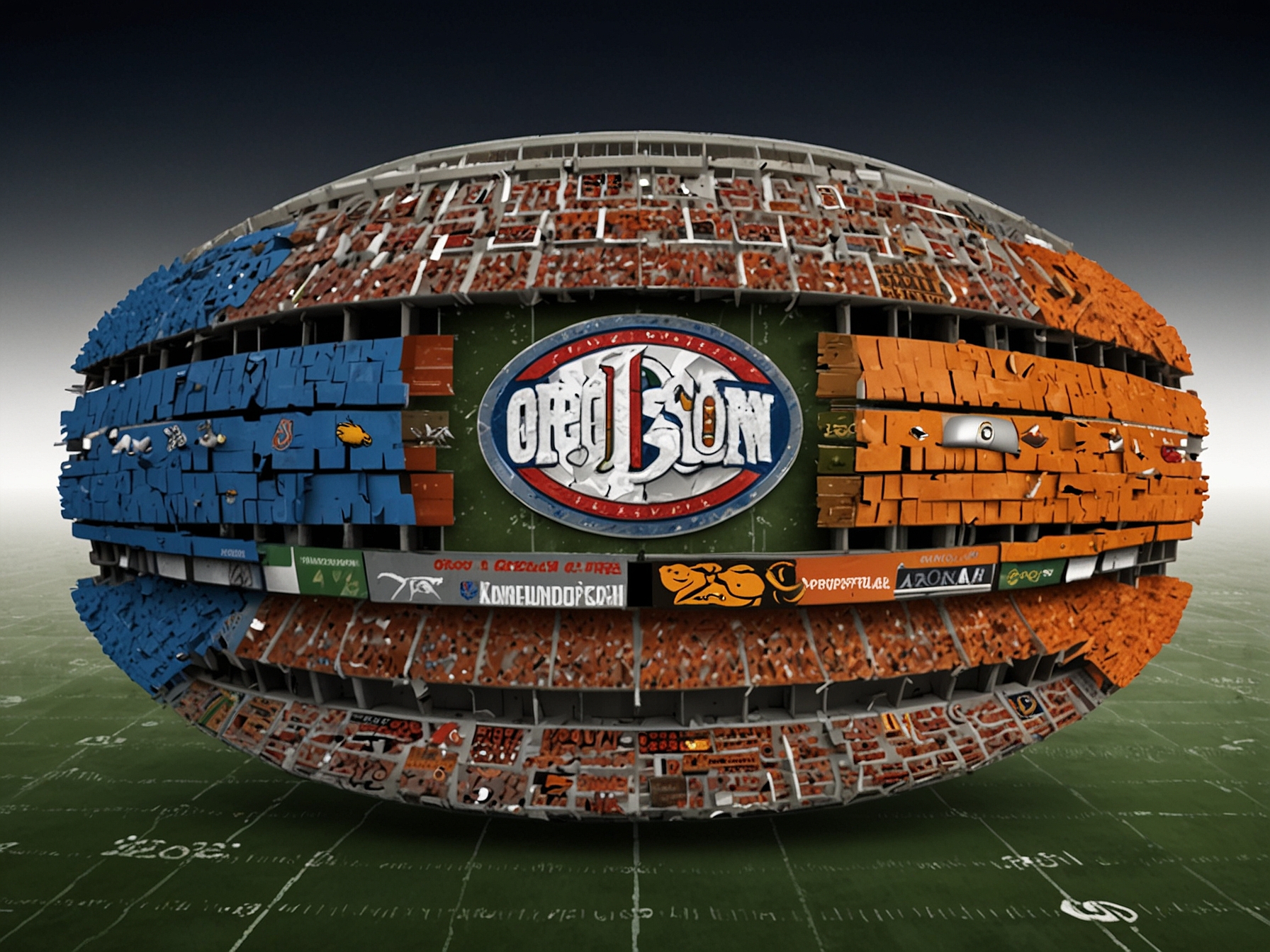 A dynamic collage featuring logos of Oregon, Georgia, Boise State, and Arizona State, symbolizing the top teams in the 2024-25 College Football Playoff, accompanied by images of fans and stadiums showcasing the thrilling playoff atmosphere.