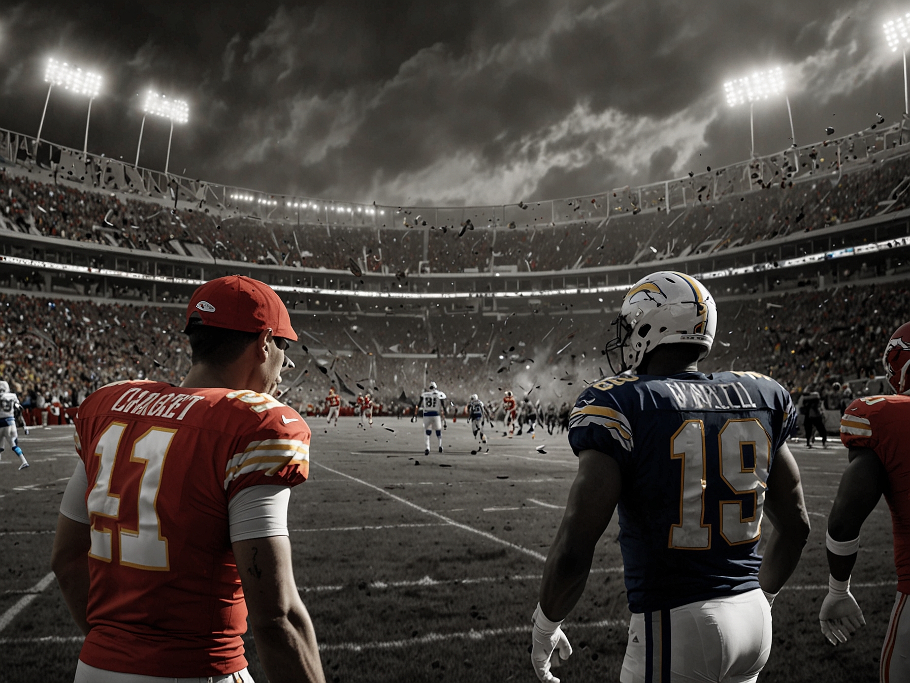 A dramatic shot of the ball hitting the goalpost, symbolizing the tension and excitement of the moment during the final seconds of the game.