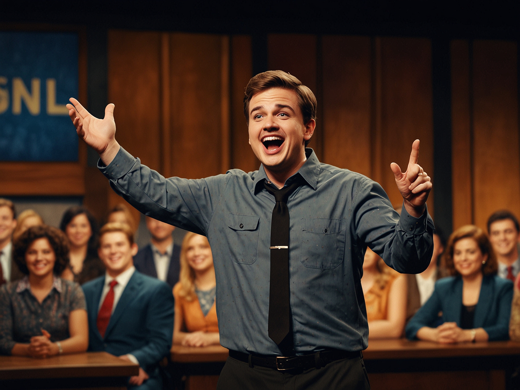 Dana Carvey reprising his iconic Church Lady character on SNL, delivering sharp satire with a nostalgic flair that left the audience laughing uproariously.