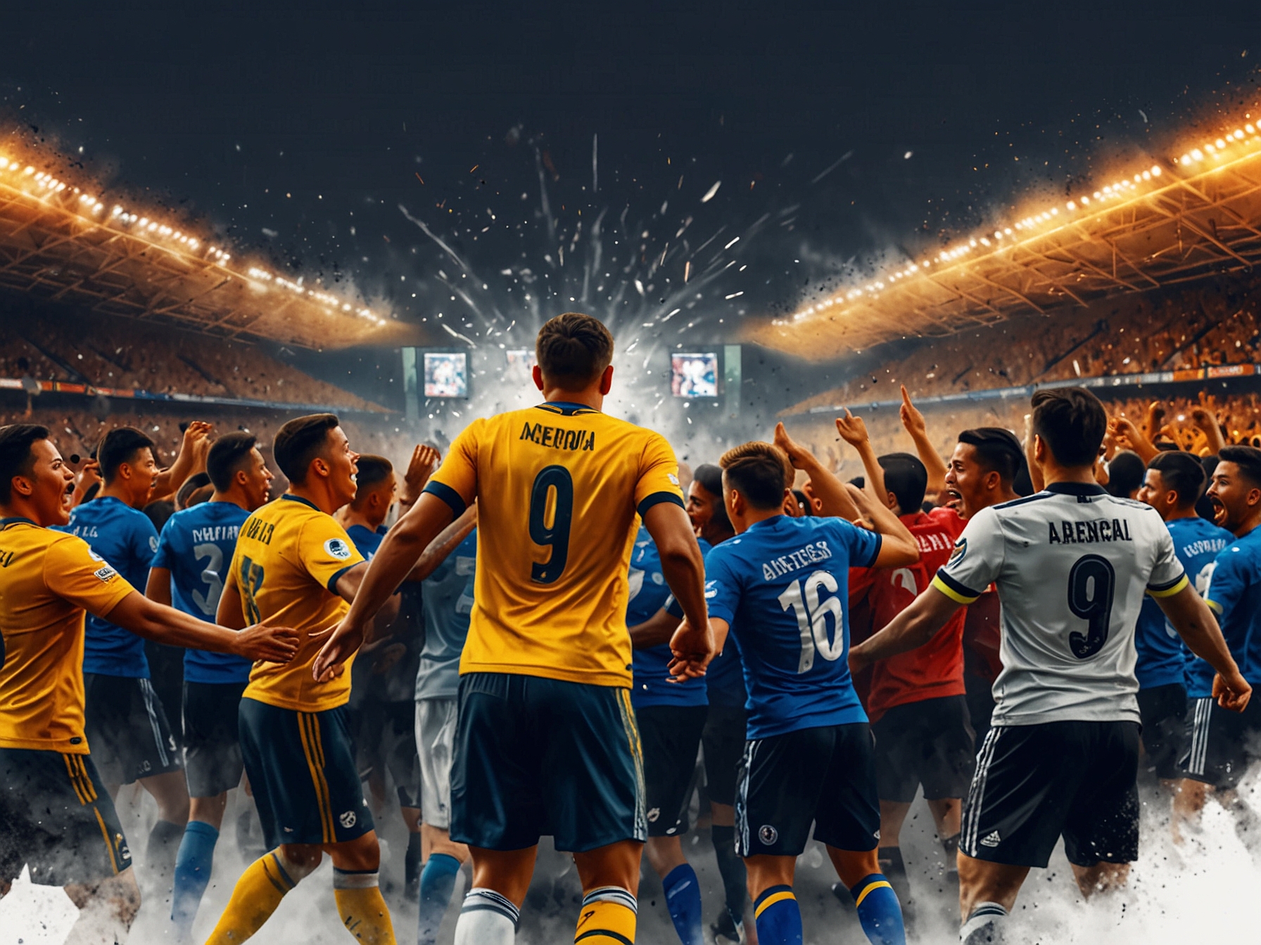 The Estadio Cuauhtémoc filled with enthusiastic supporters during the first leg of the Liga MX final, highlighting the vibrant colors of team jerseys against a night sky.