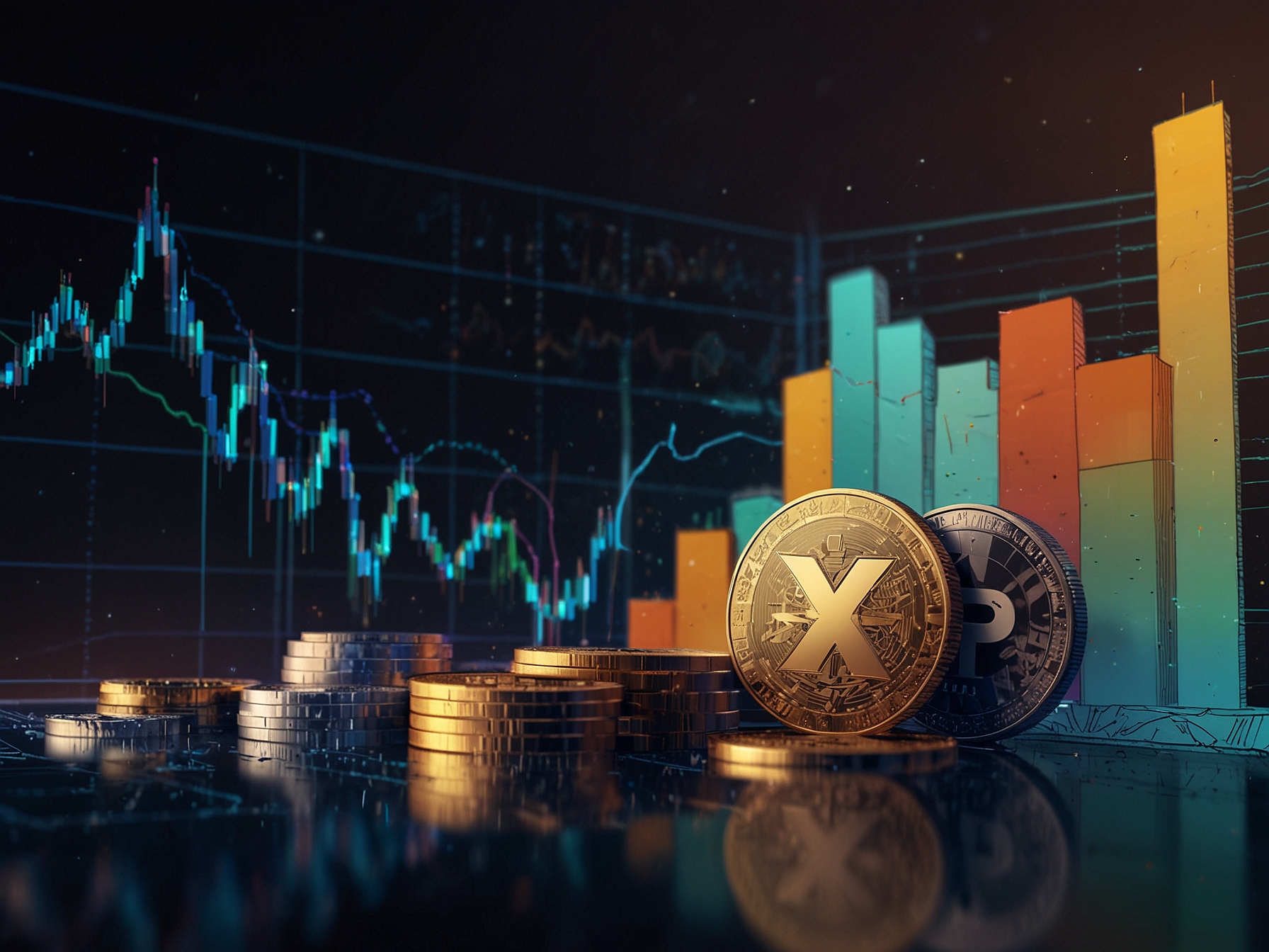 A concept image of a rollercoaster with the word 'XRP' prominently displayed, metaphorically representing the highs and lows of XRP's market journey and investor emotions.