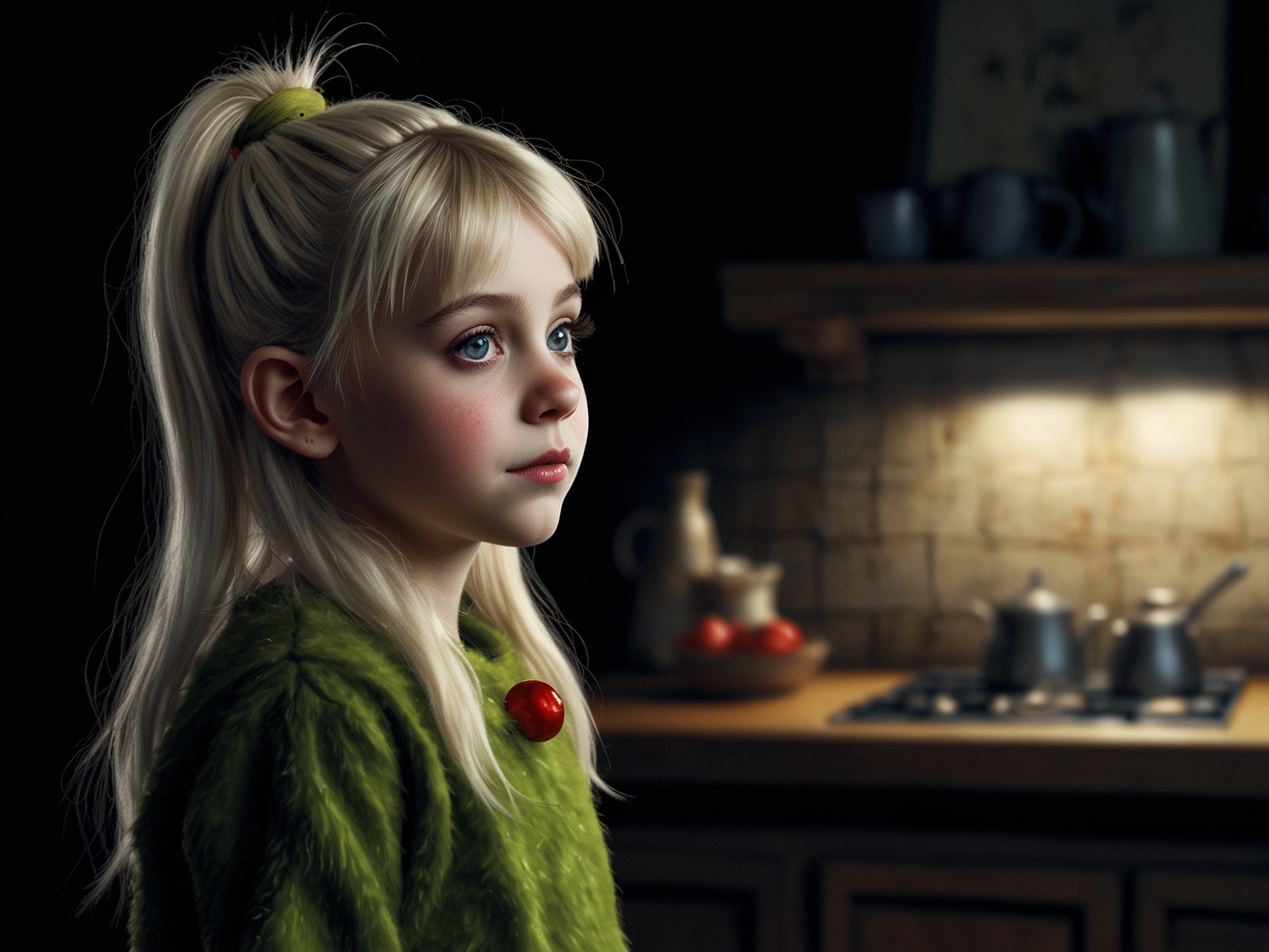 A nostalgic image of Taylor Momsen as a child on the set of 'How the Grinch Stole Christmas,' capturing her innocence and charm as Cindy Lou Who.