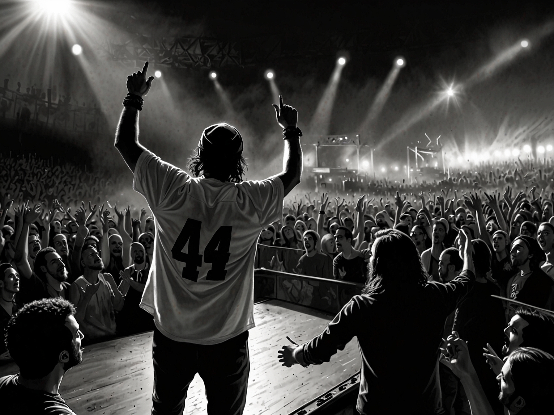 Close-up of fans at a metal concert holding banners and waving their hands, their faces expressing excitement for the upcoming System Of A Down concert.