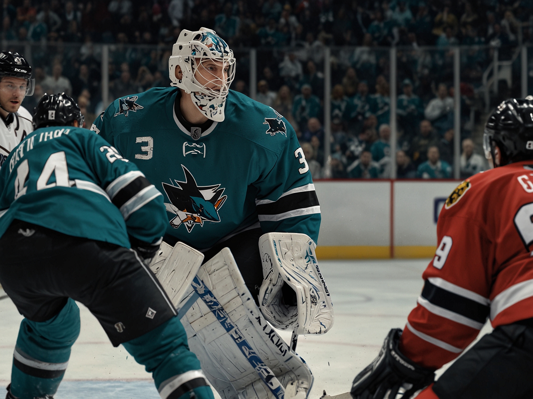 A split image showing both Georgiev in Sharks gear and Blackwood in Avalanche uniform, representing the pivotal trades and the new journeys for both goaltenders.