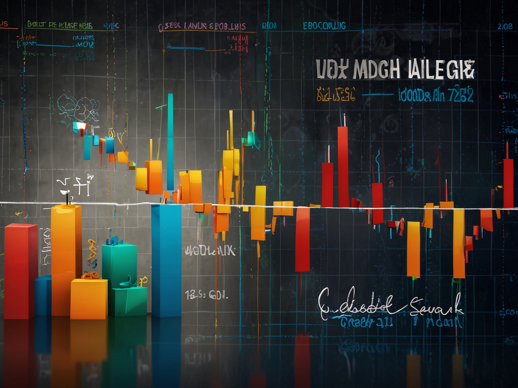 An eye-catching graphic showing the Vishal Mega Mart logo with an overlay of stock market trends and IPO details, symbolizing investment opportunities and market analysis.