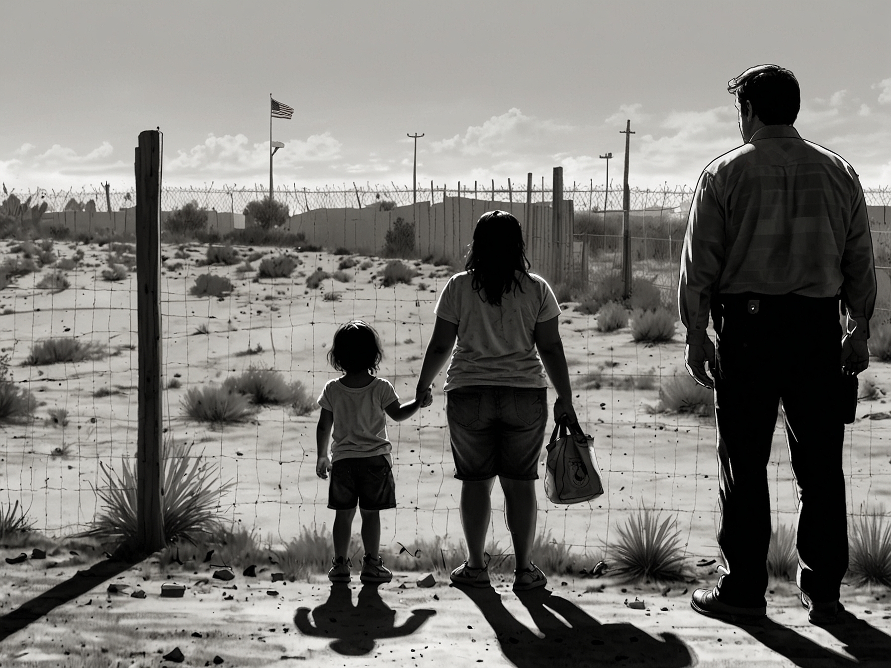 An image showing a divided family at the US-Mexico border, illustrating the challenges faced by undocumented immigrants and their families under Trump's immigration policies.