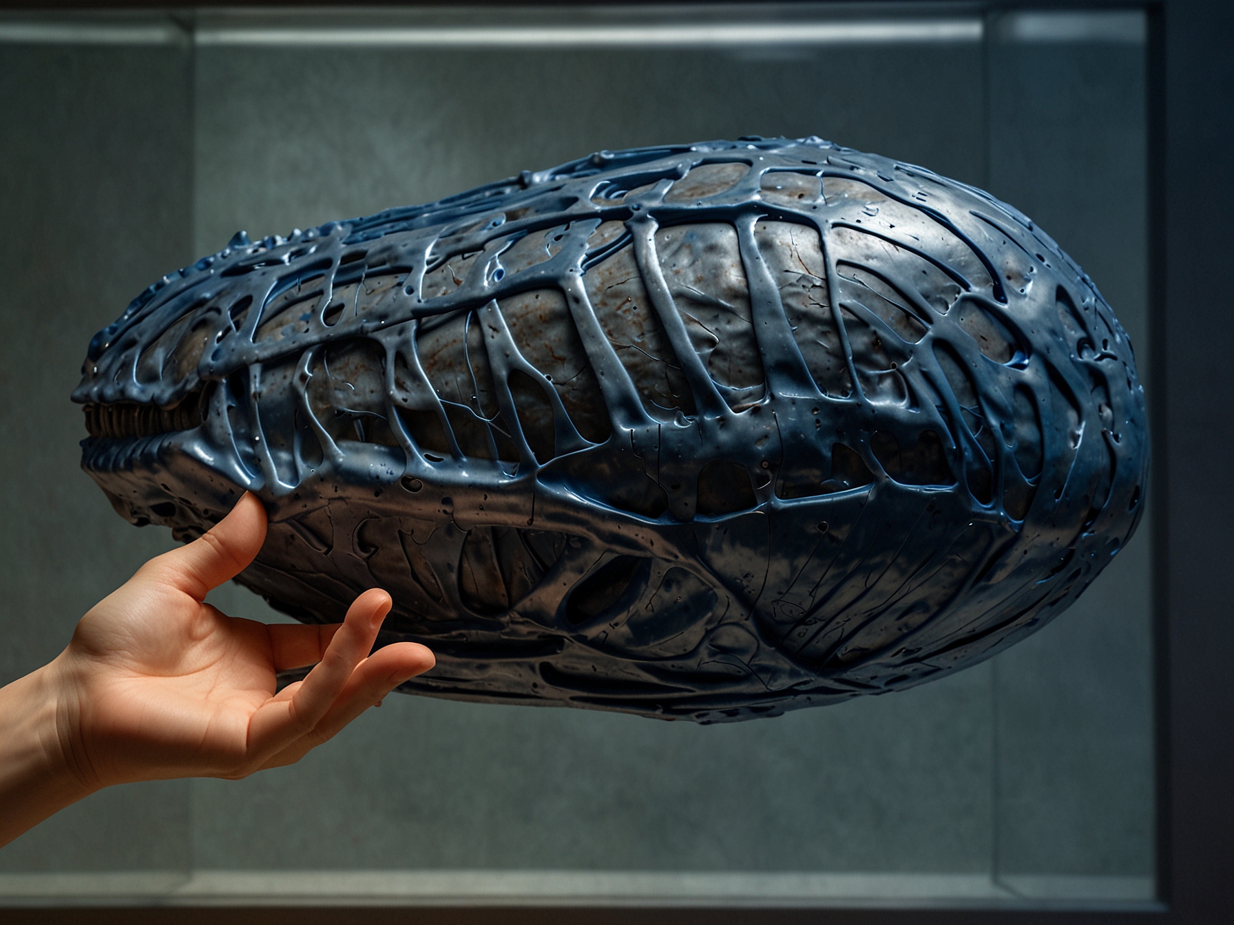 An underwater scene depicting a blue whale swimming gracefully through the ocean, emphasizing the grandeur and majesty of these magnificent creatures.