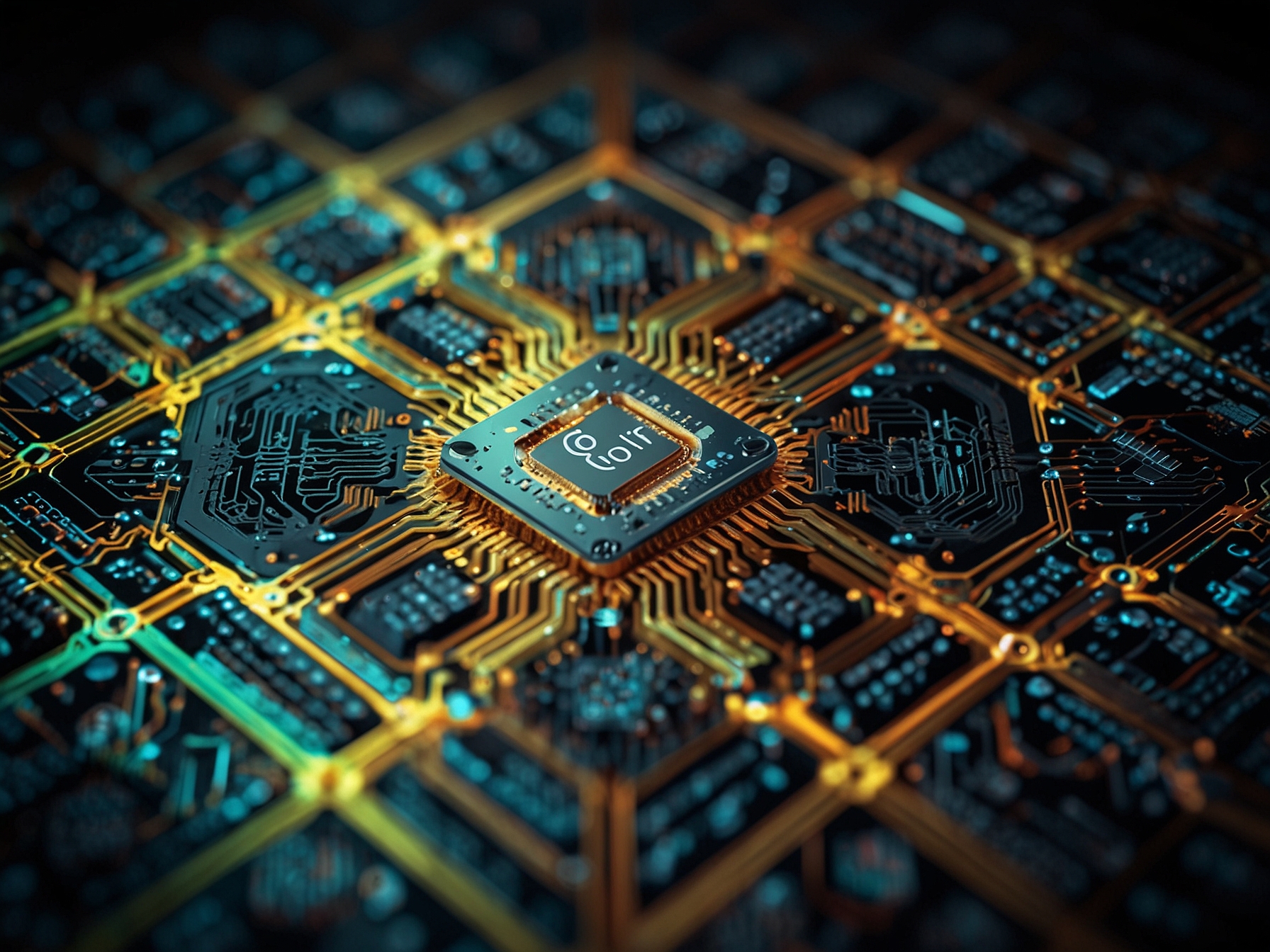 An illustration showcasing Google's Willow quantum chip, highlighting its 105 qubits and innovative design, symbolizing the future of quantum computing and technology.