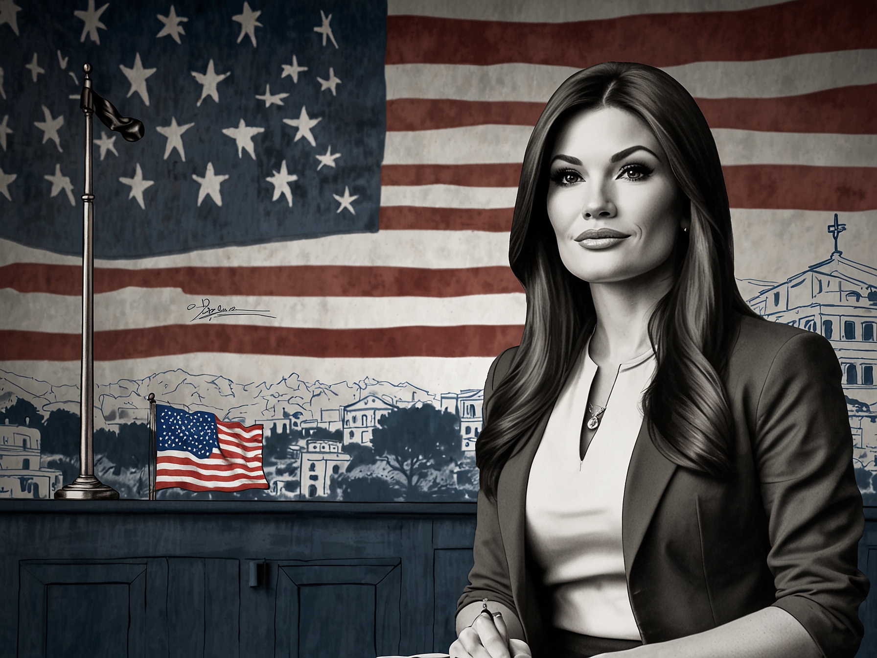 A photo of Donald Trump and Kimberly Guilfoyle smiling together at an event, symbolizing their close personal and political ties as she assumes her ambassador role.