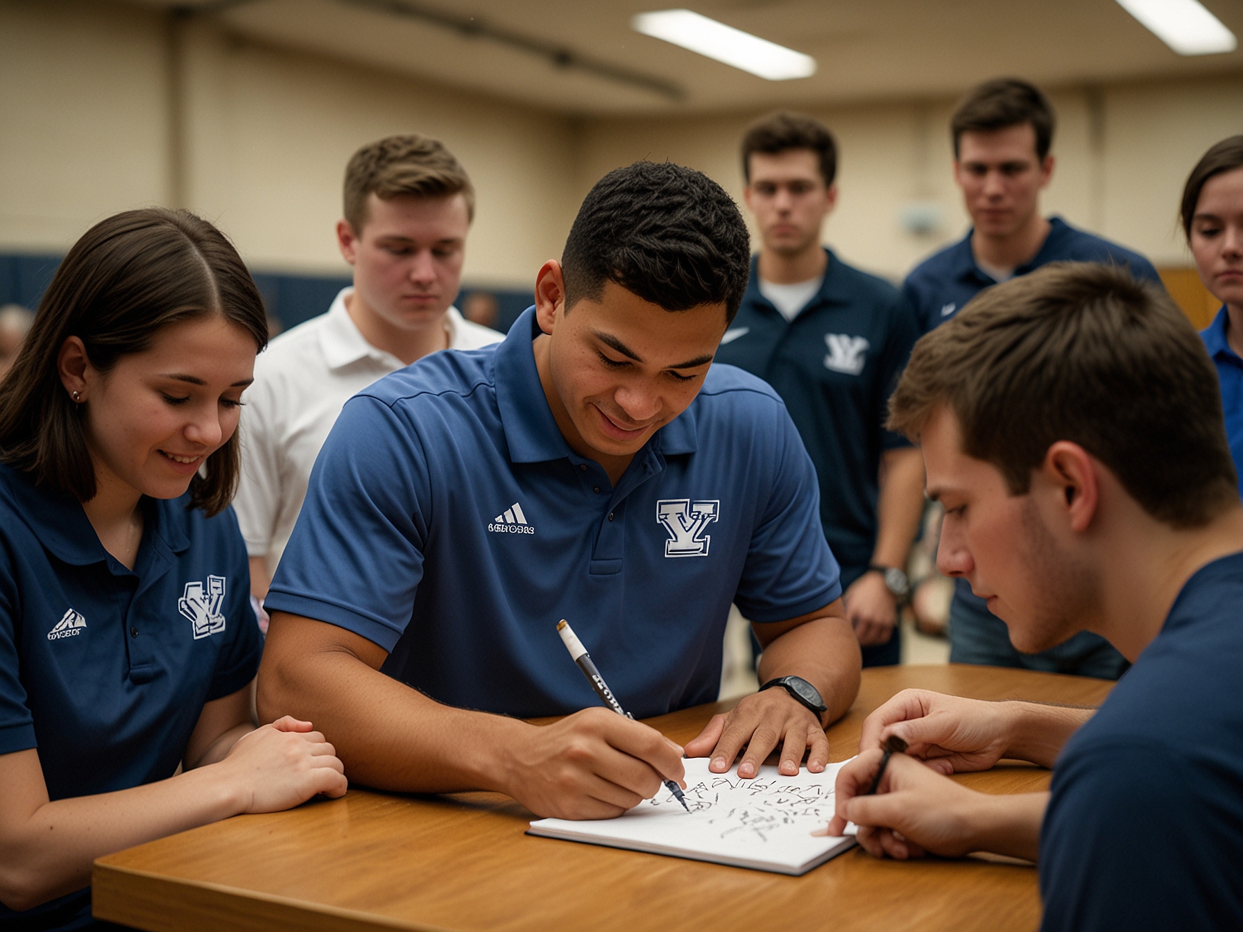 A graphic representation of college basketball evolution, featuring AJ Dybantsa and the BYU logo, celebrating his choice and the future of the program.