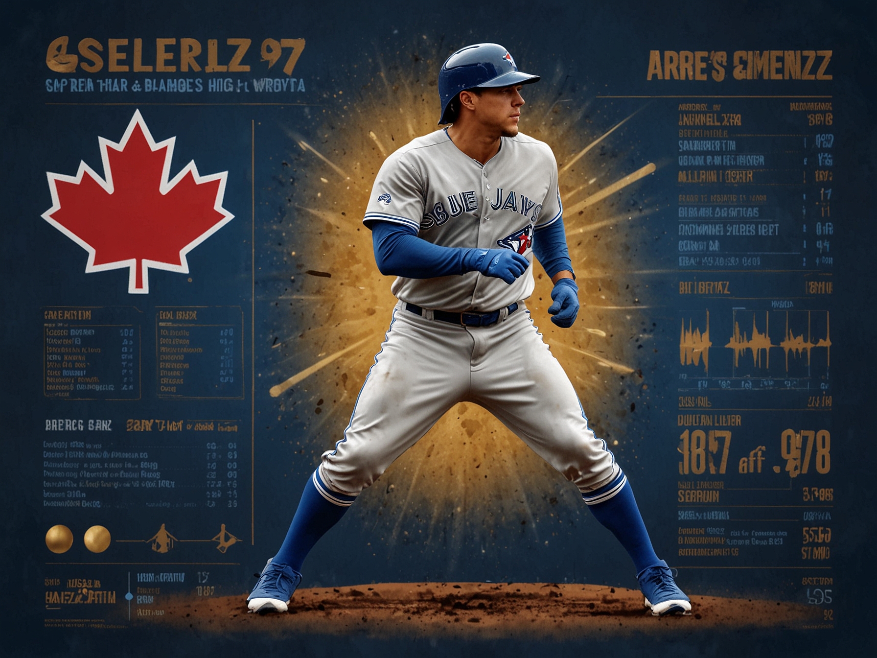 A split image featuring the logos of the Blue Jays and Guardians, symbolizing the teams involved in the trade, with a background of a baseball diamond.