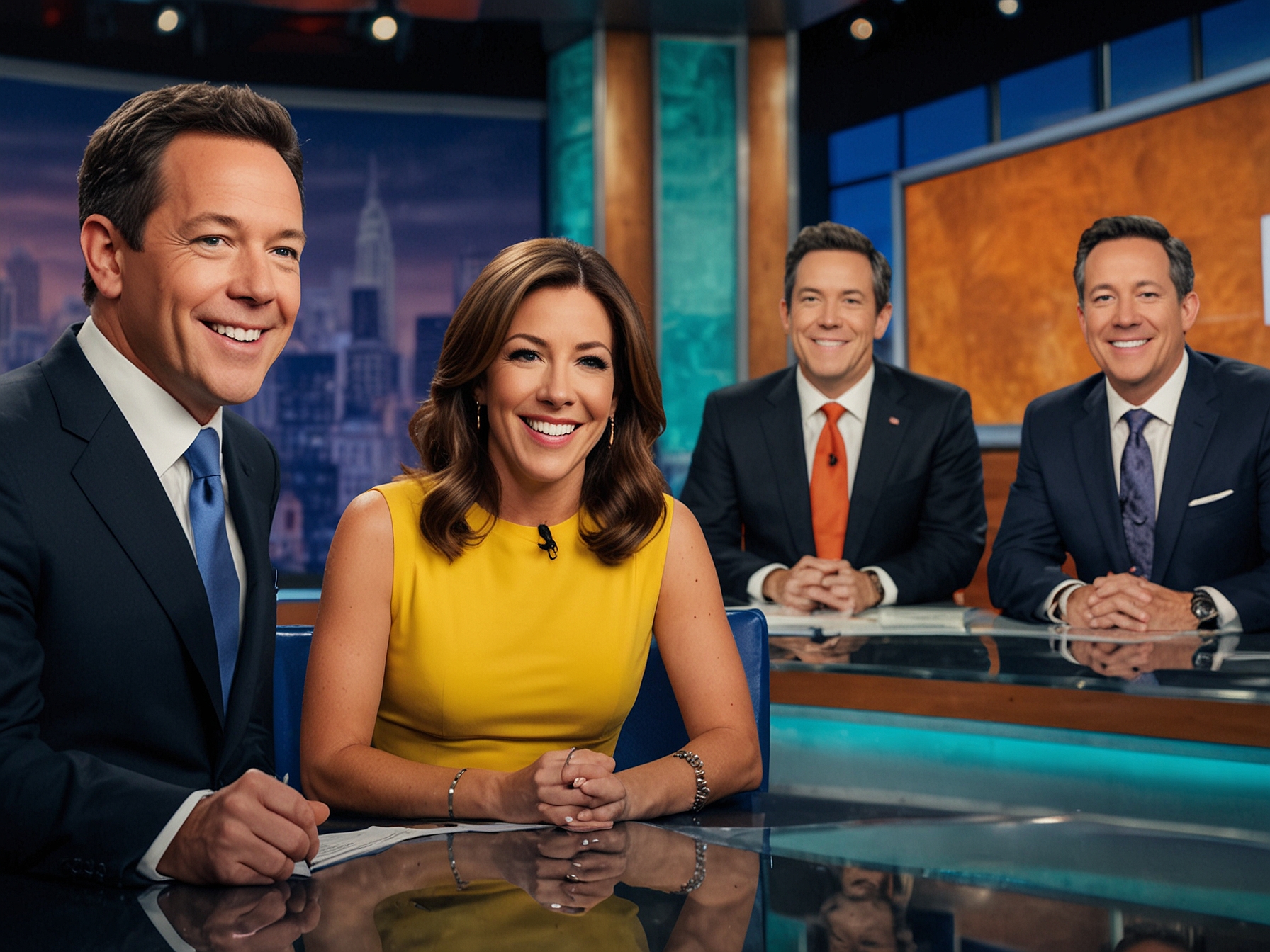 A split-screen showing Greg Gutfeld hosting The Five alongside an empty chair symbolizing speculation about a potential new host, highlighting the uncertainty of the show's future.