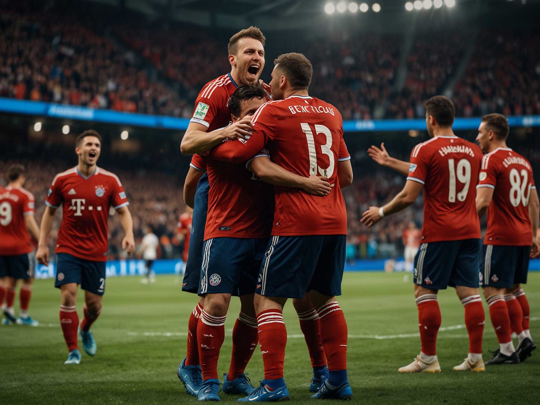 Michael Olise in action, skillfully dribbling past defenders during Bayern's Champions League match, showcasing his talent and determination on the pitch.