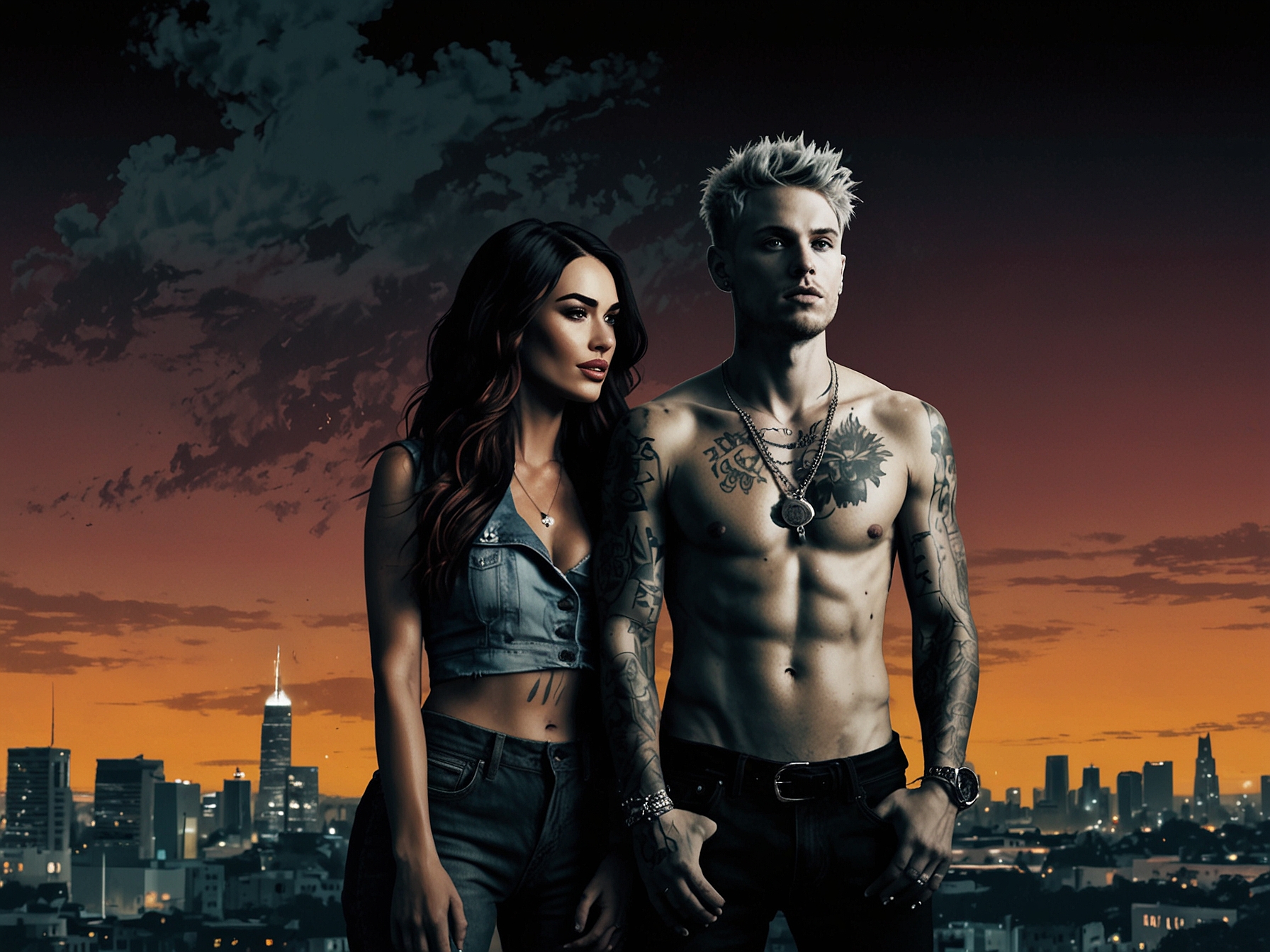A serene landscape with two paths diverging in the woods, alluding to Megan Fox and Machine Gun Kelly's relationship crossroads and the decisions they face regarding their future together.