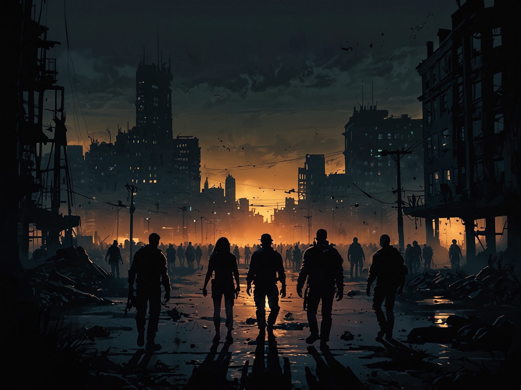 A group of diverse survivors preparing for a confrontation with zombies, highlighting the themes of camaraderie and survival against odds.