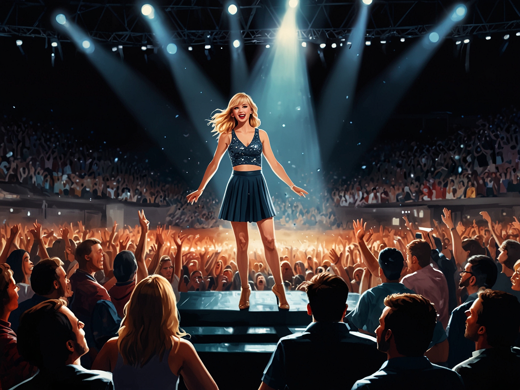 An emotional moment featuring crew members celebrating their bonuses, with confetti falling and smiling faces that represent joy and recognition in the entertainment field.