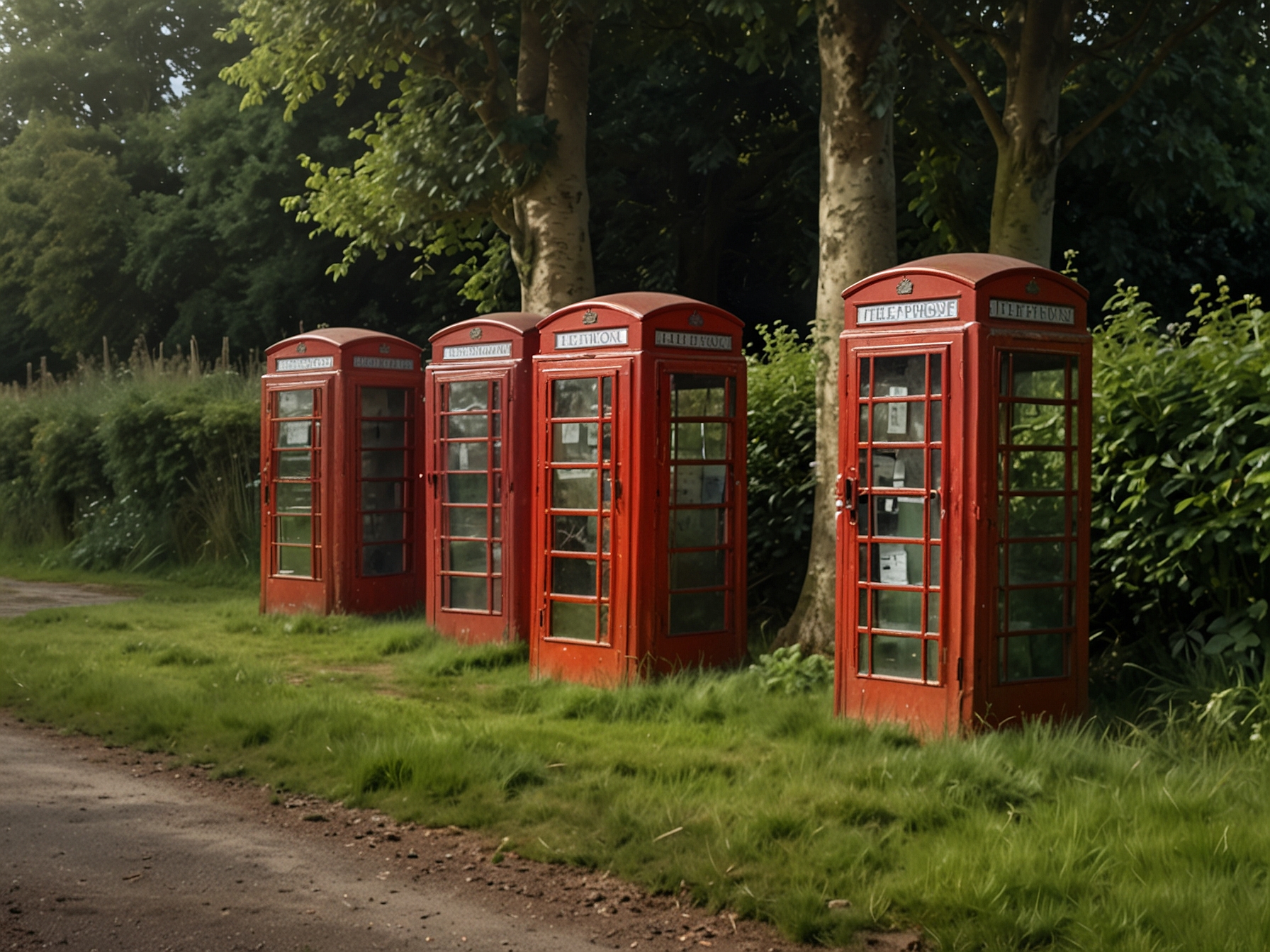 Close-up of a rusty, weathered red phone box, its paint chipped, conveying the passage of time and the silent stories it holds from past conversations.
