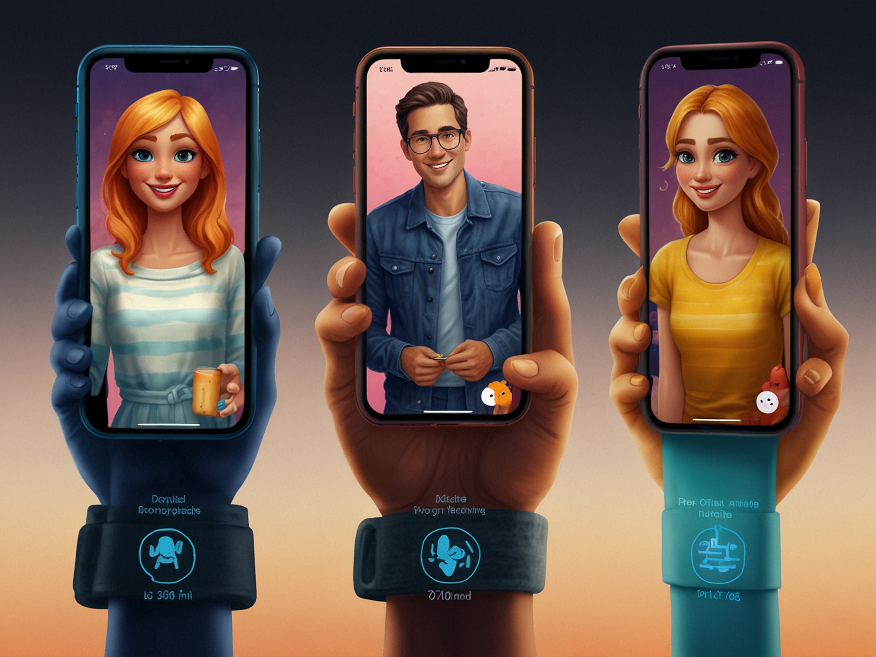 A vibrant illustration showcasing the new features in iOS 18.2, including a user interacting with Siri, creating custom emojis and using Apple Intelligence for image generation.