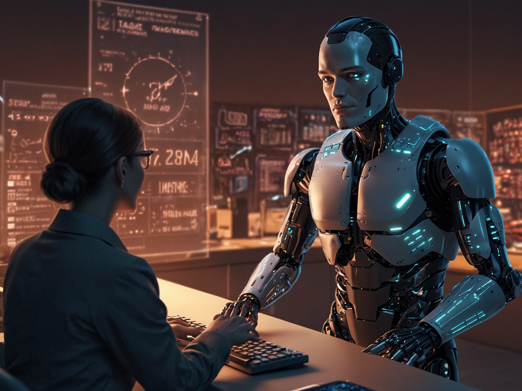 A visual of various digital interfaces with A.I. capabilities, embodying the multiple functions of Mariner, from online shopping to managing schedules.