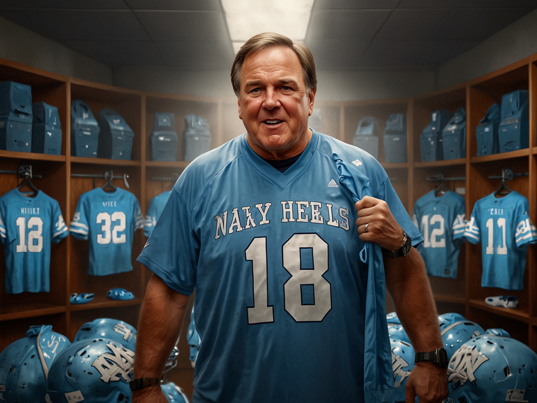 Belichick strategizes with his coaching staff on the field during practice, illustrating his adaptation to the college football environment.