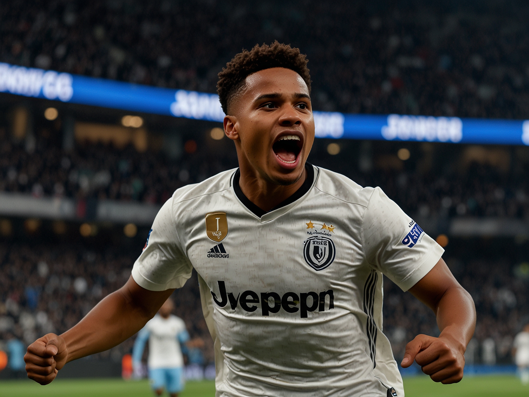 Juventus players celebrate as Weston McKennie and Timothy Weah share a moment after a phenomenal goal assist in their match against Manchester City.