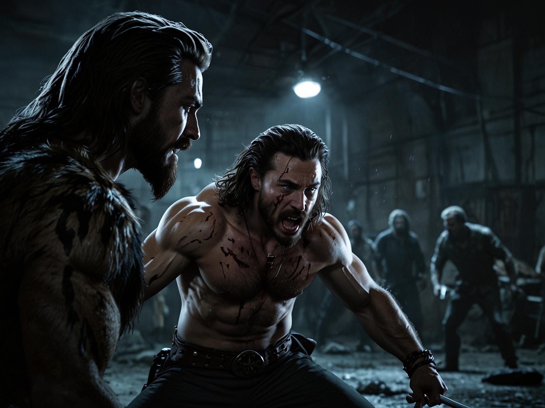 An image depicting the character of the Rhino, portrayed by Alessandro Nivola, revealing his dynamic presence in the film and how he interacts with Kraven, set against the backdrop of an action-packed scene that underscores their rivalry.