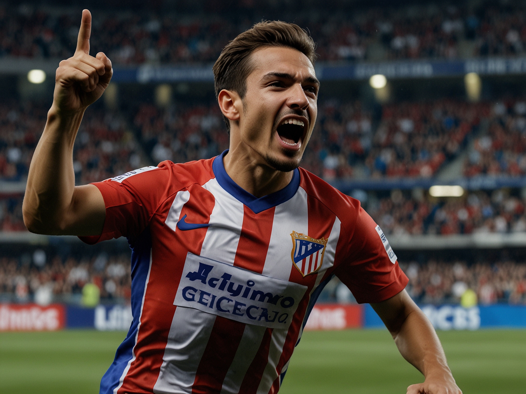 Julian Alvarez celebrates after scoring a stunning goal for Atletico Madrid, highlighting his superb skills and form in a pivotal Champions League match against Slovan Bratislava.