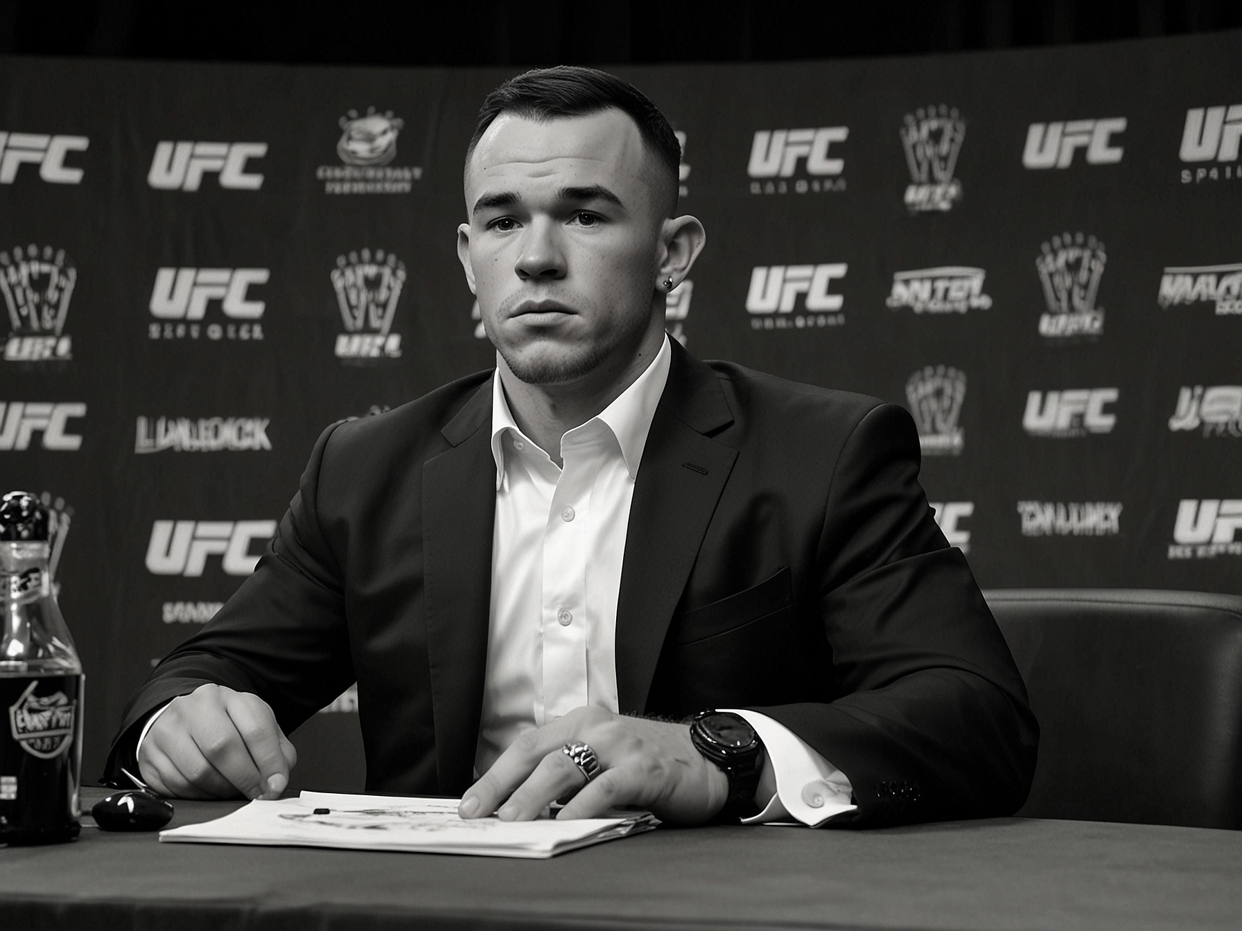 A split image featuring Colby Covington on one side and LeBron James on the other, capturing the contrasting personas and public opinions about their roles in sports and culture.