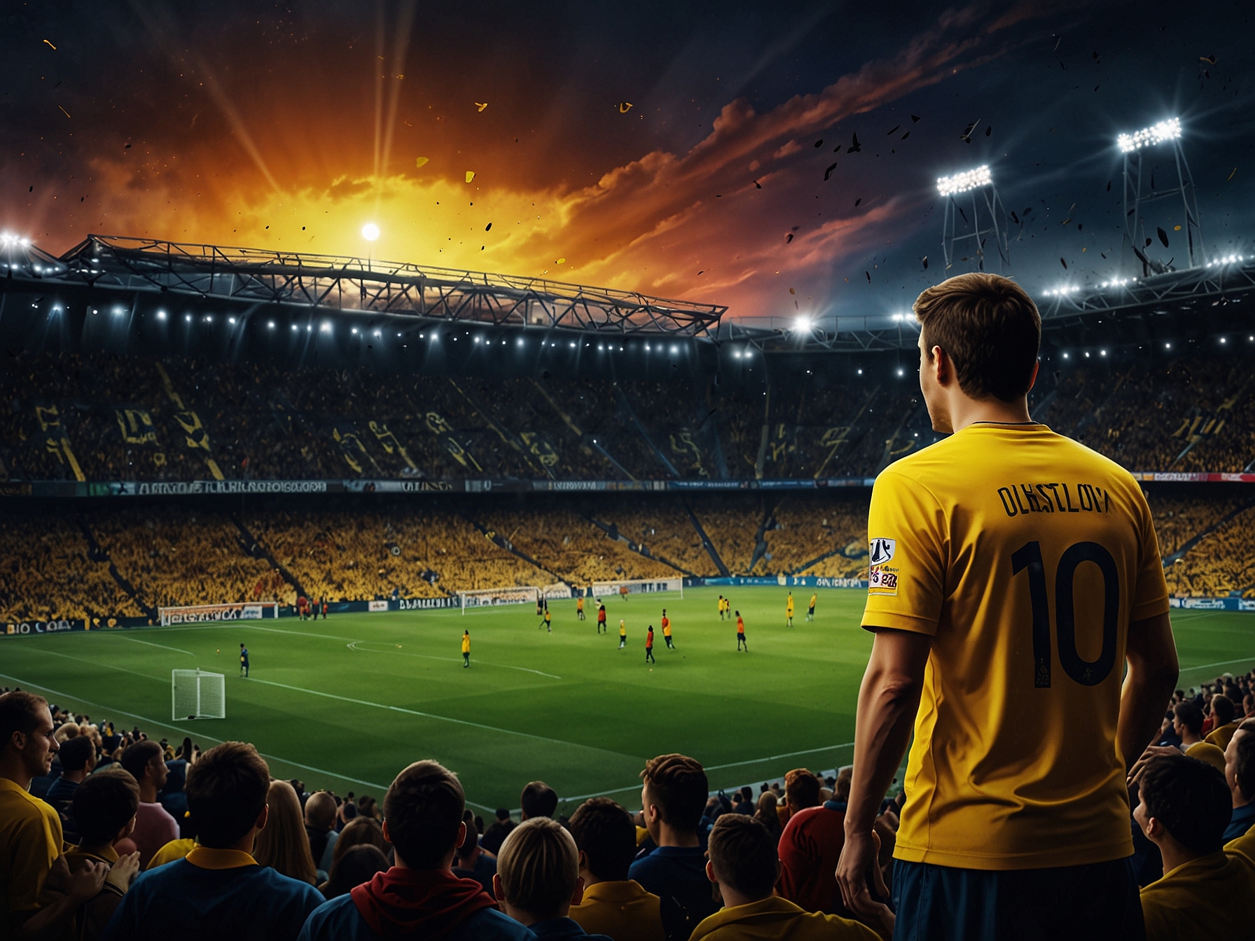 An intense moment showing Barcelona's Robert Lewandowski in action against Borussia Dortmund, capturing the spirit of competition as he aims to score against his former team.