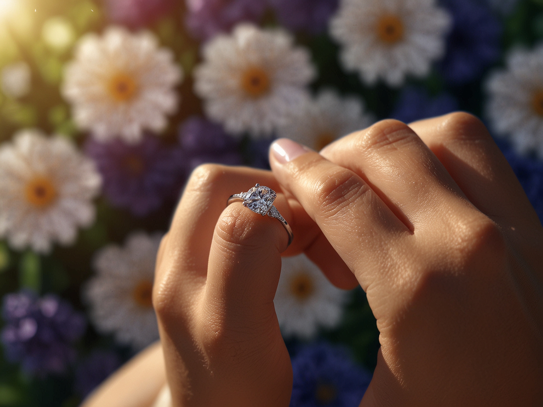 A close-up of Selena's Instagram post showing her ring, with the caption 'forever begins now,' capturing the excitement of their engagement announcement.