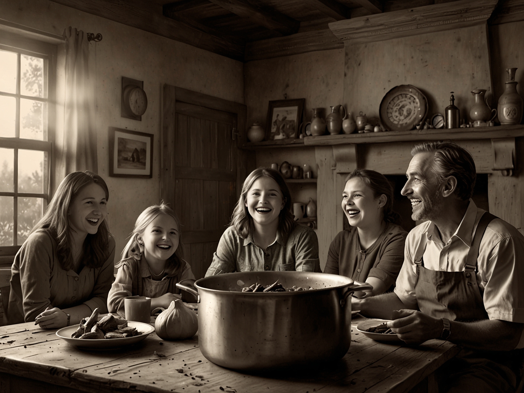 Xavier Legette smiling as he describes his unconventional Thanksgiving meal, seated in a cozy setting surrounded by family, with a hunting trophy displayed nearby, symbolizing his heritage.