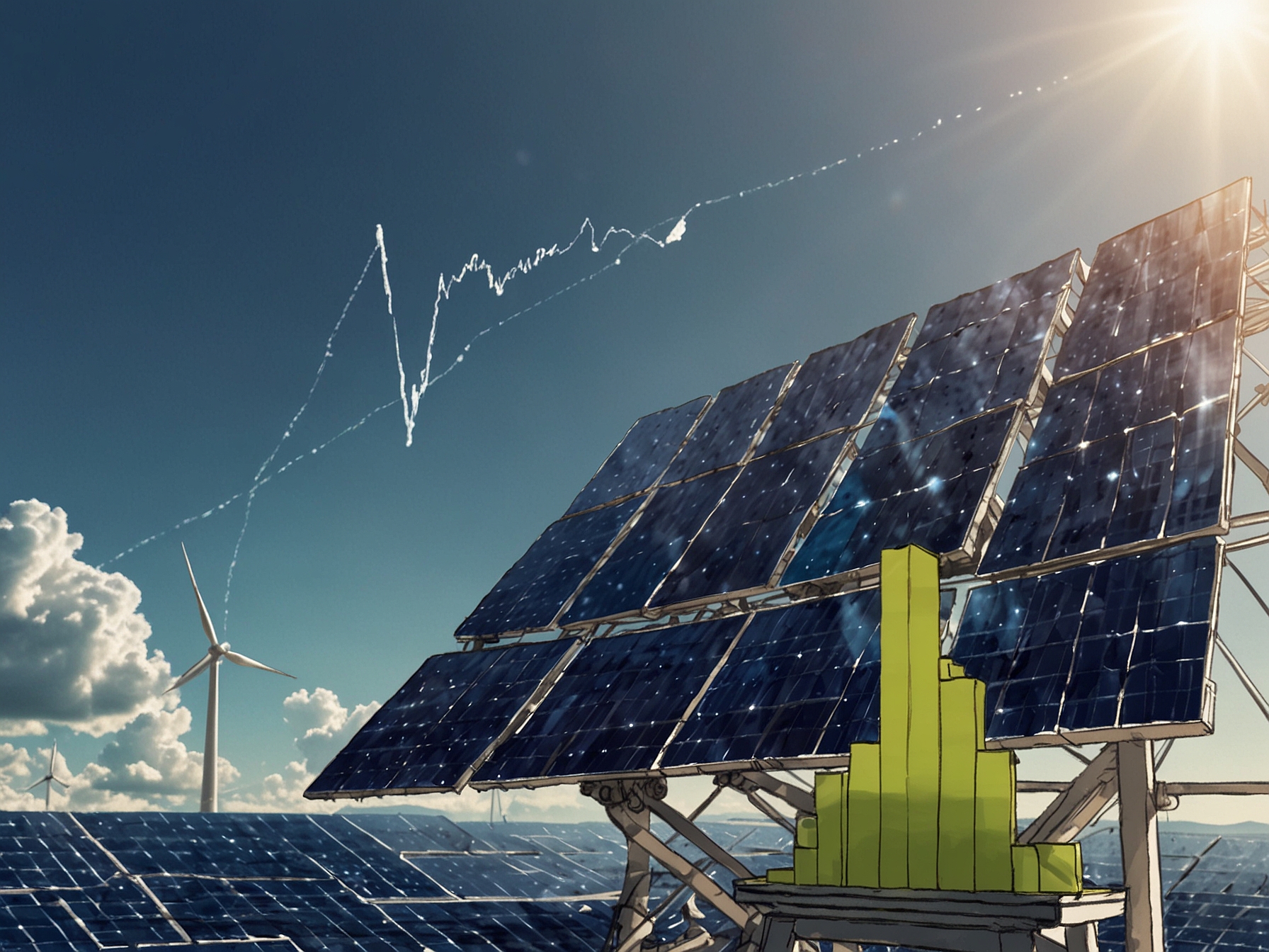 An infographic showcasing the 170 MW solar plant project by Waaree and the 250 MW project by ACME, highlighting their significance in clean energy.